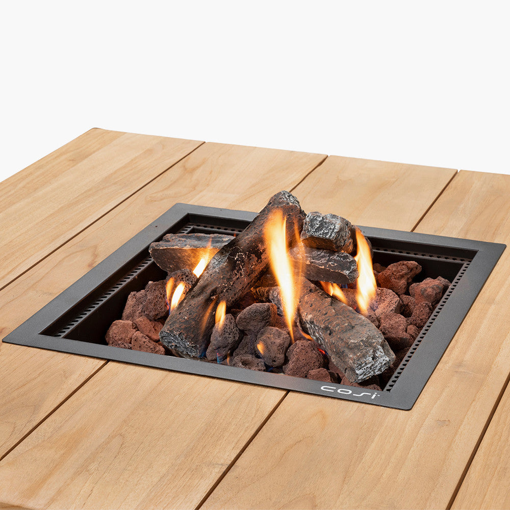 Cosiloft 100 Black and Teak Fire Pit Bar Table