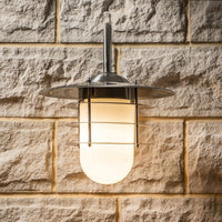 Aldrich Brushed Steel Metal & Opaque Glass Wall Light