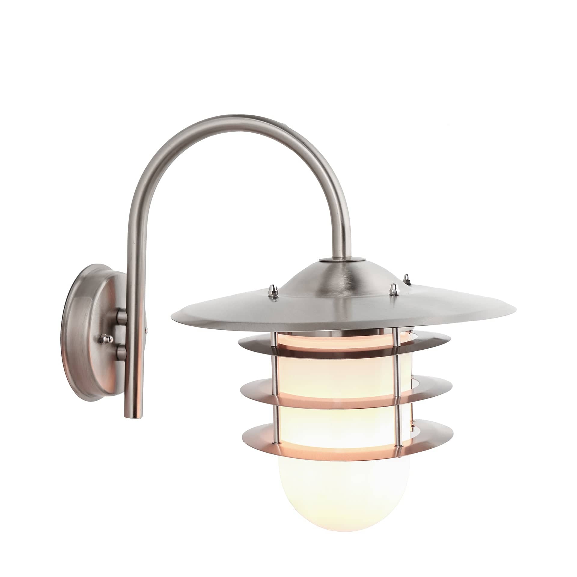 Aldrich Brushed Steel Metal & Opaque Glass Wall Light