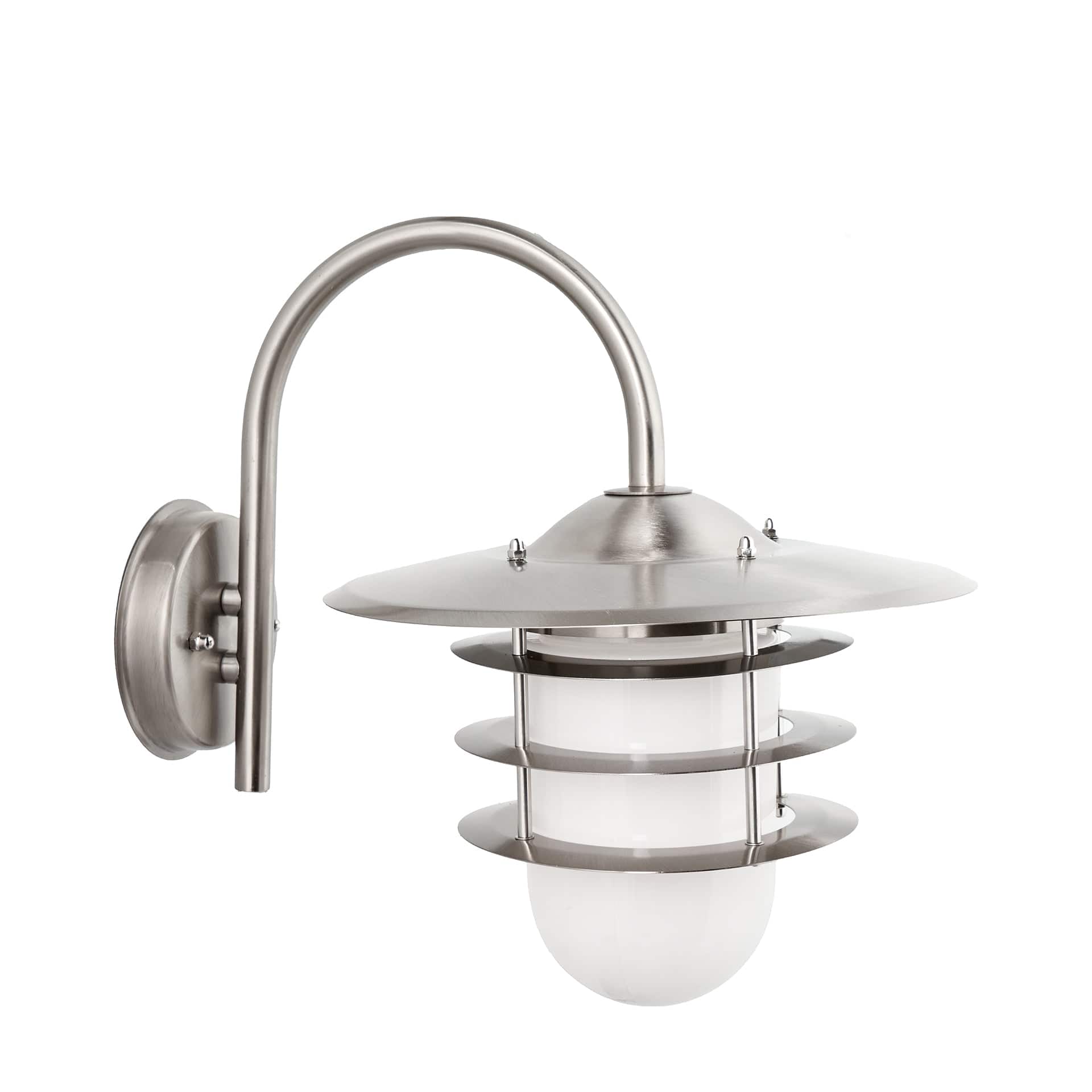 Aldrich Brushed Steel Metal & Opaque Glass Wall Light