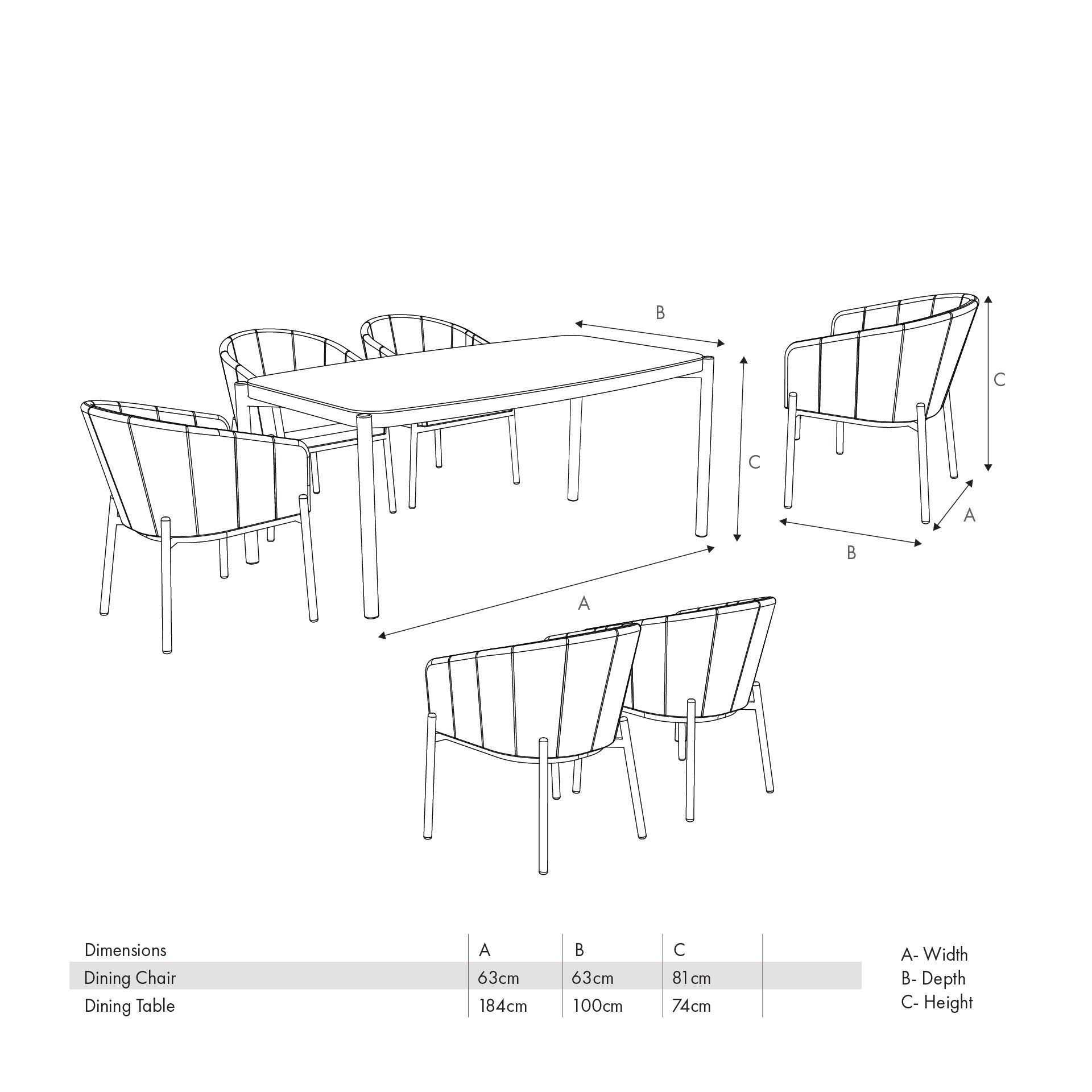 Belvedere Putty 6 Seater Rectangular Dining Set