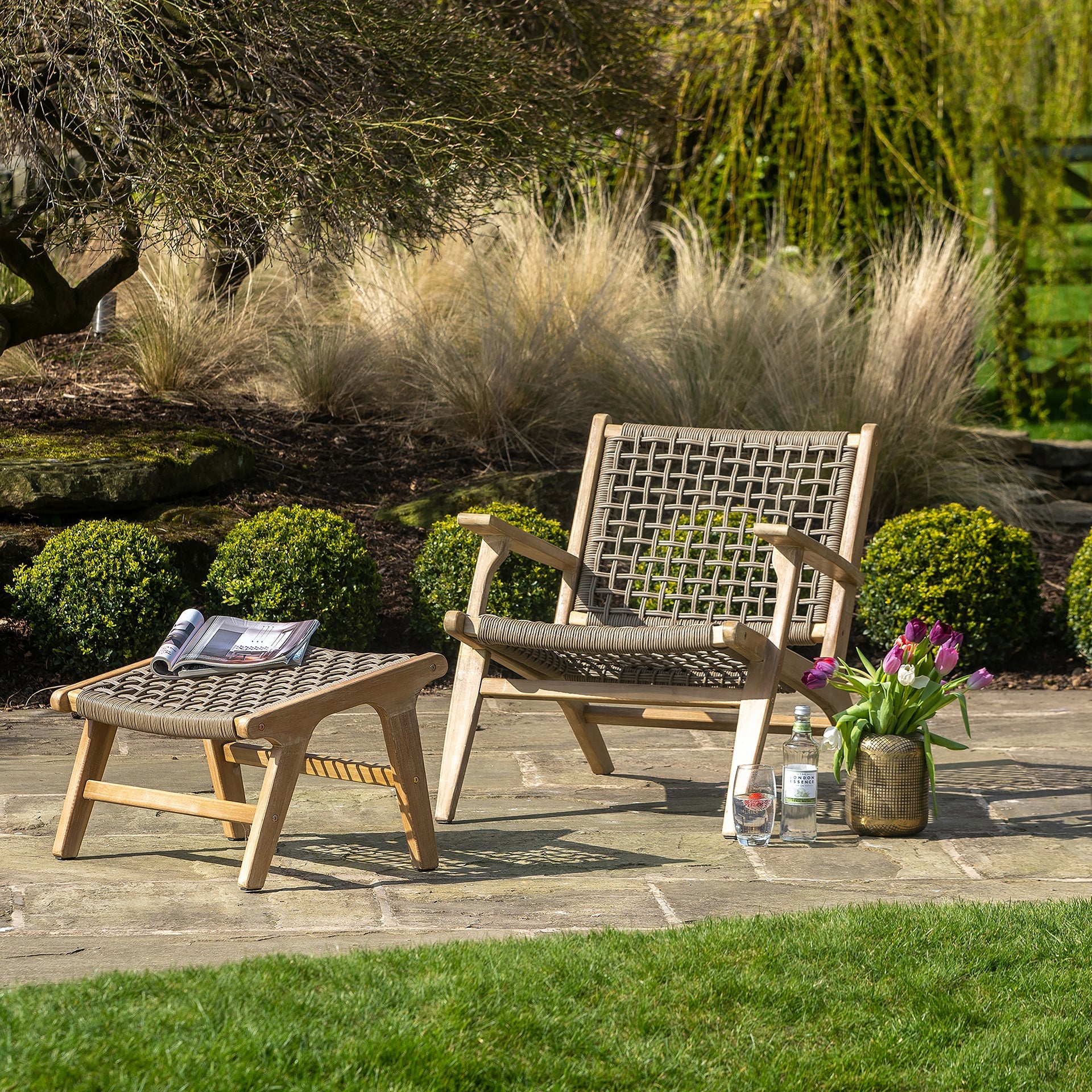 Calabria Chair & Hocker Set