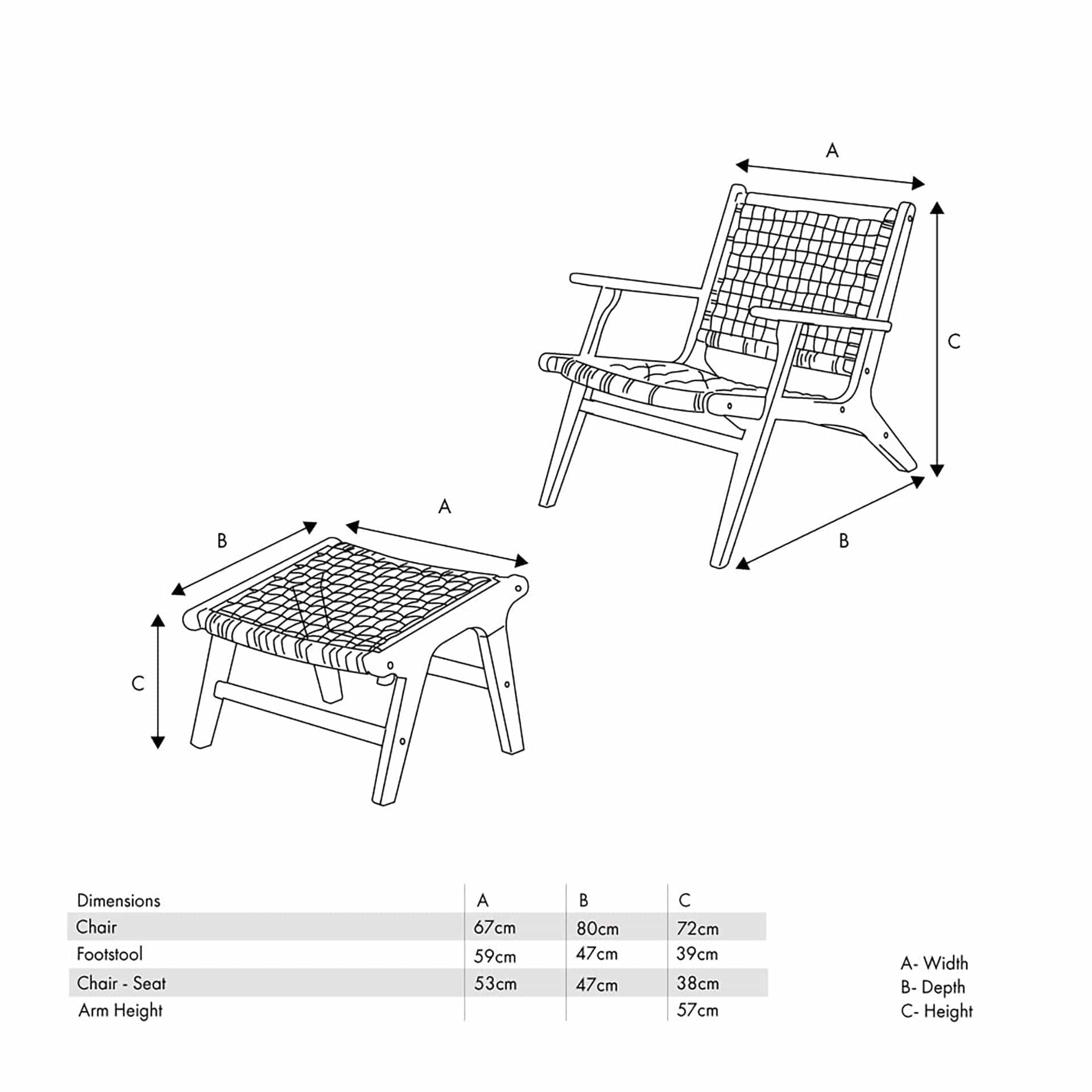 Calabria Chair & Hocker Set