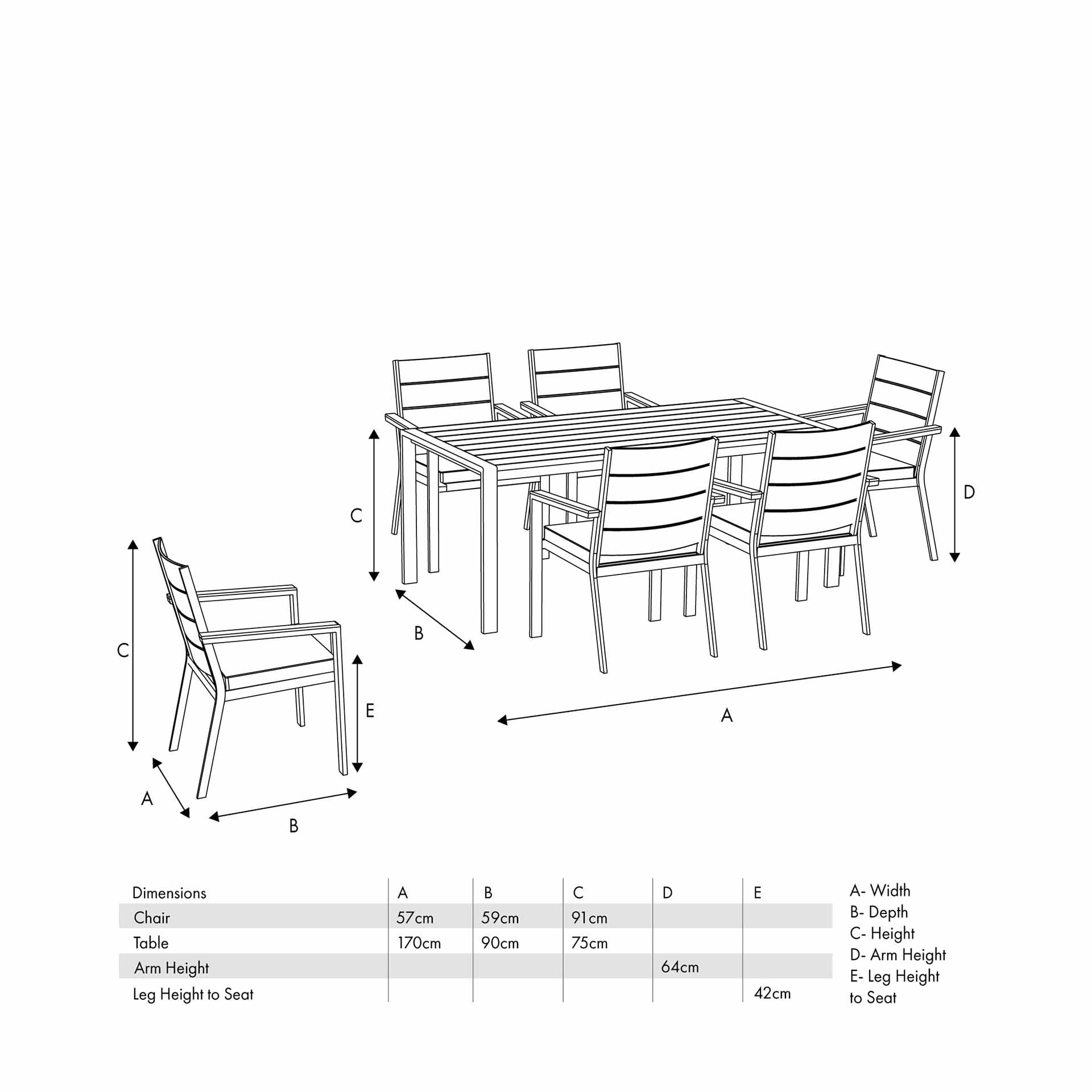 Caledon Latte 6 Seater Dining Set