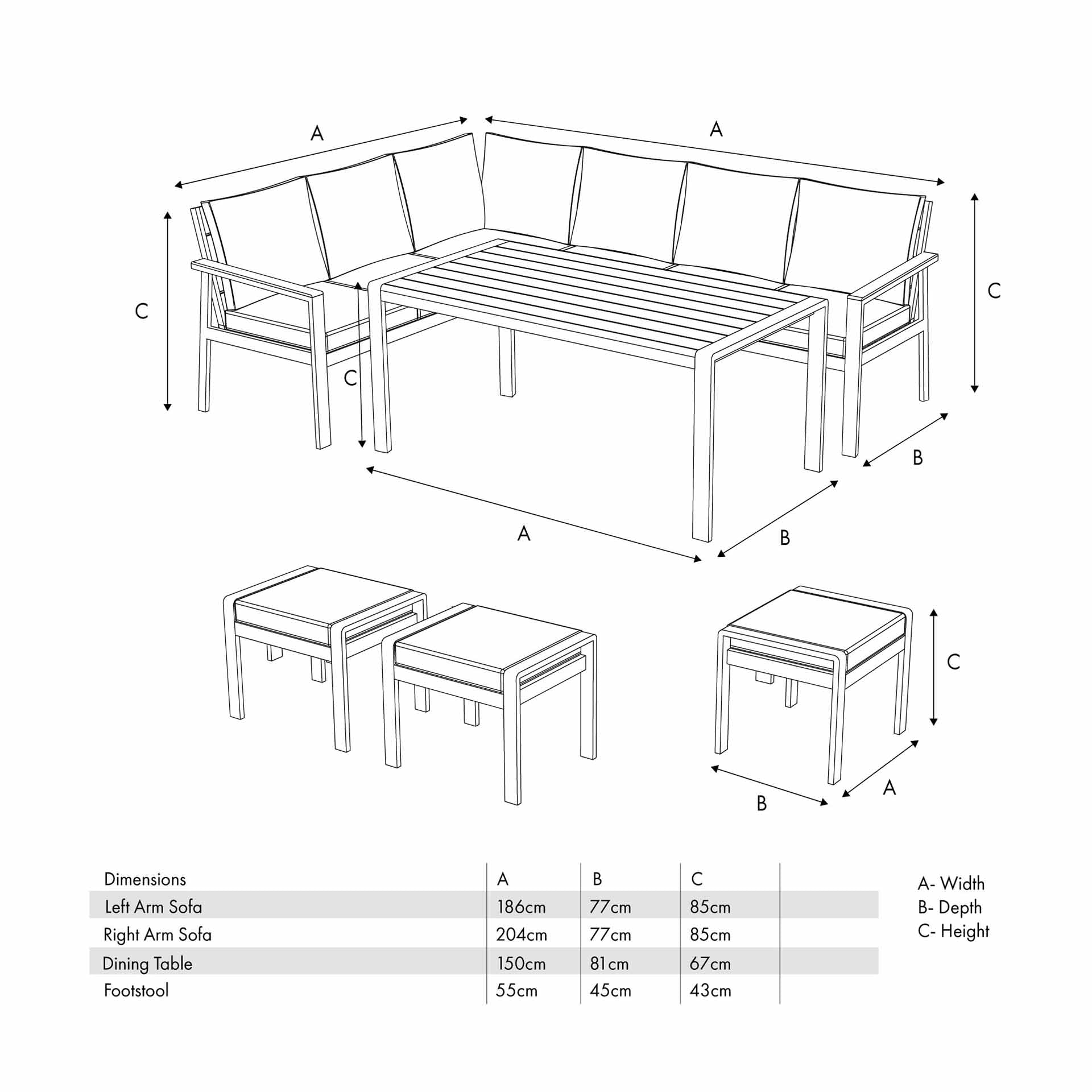 Caledon Latte Corner Seating Set