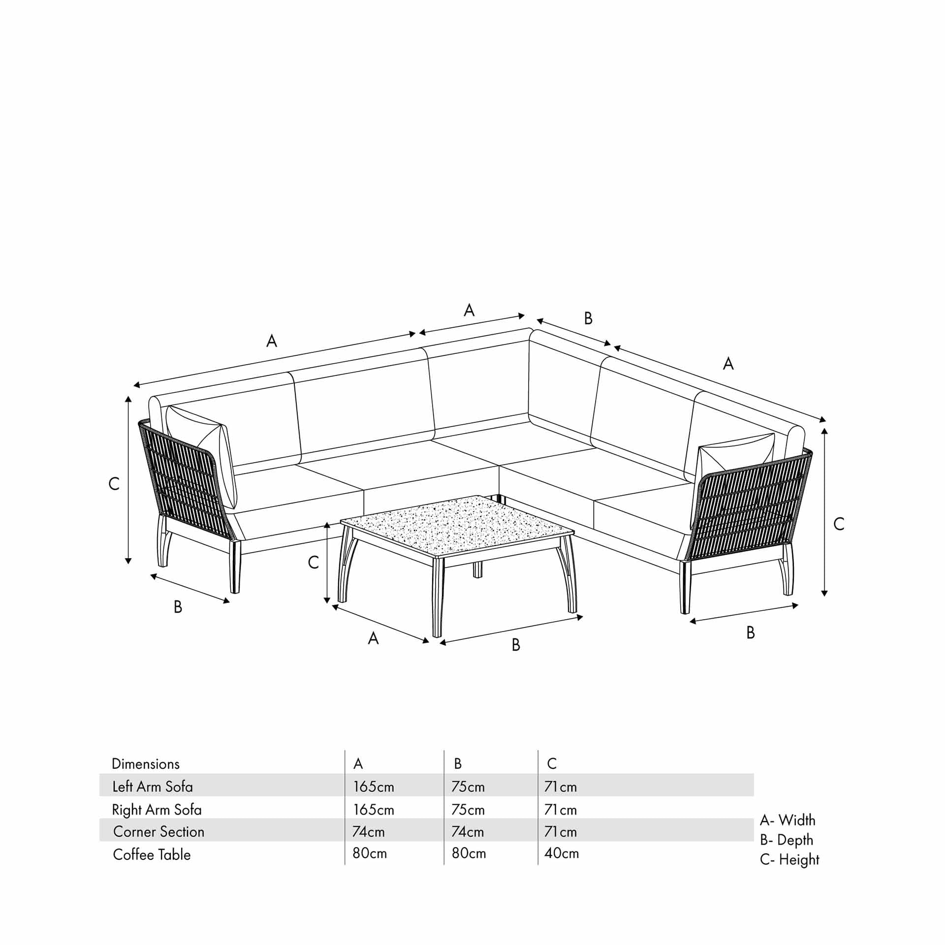 Capri Woven Corner Seating Set