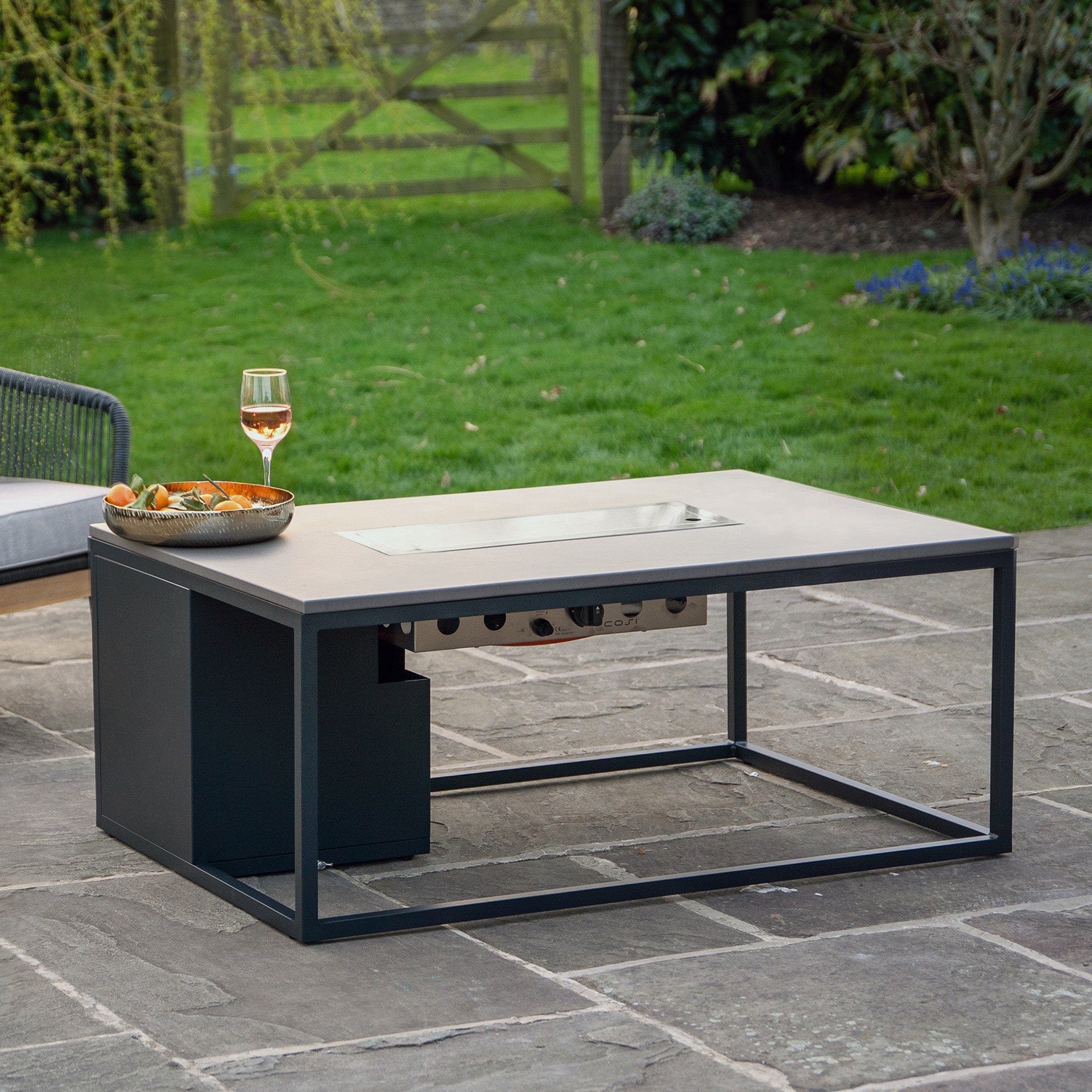 Cosiloft 120 Black & Grey Rectangular Coffee Table Fire Pit