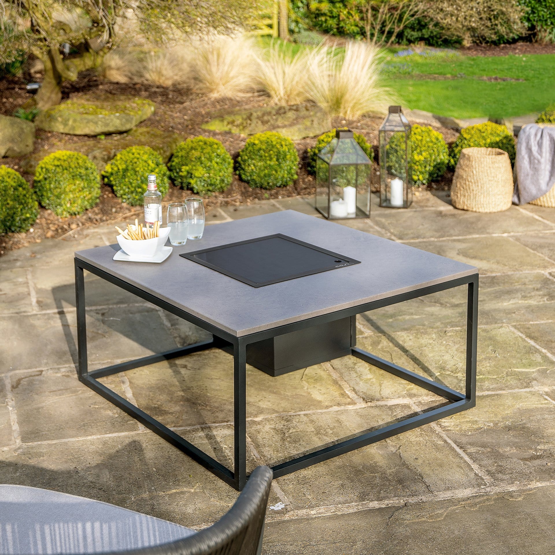 Cosiloft 100 Black & Grey Square Coffee Table Fire Pit