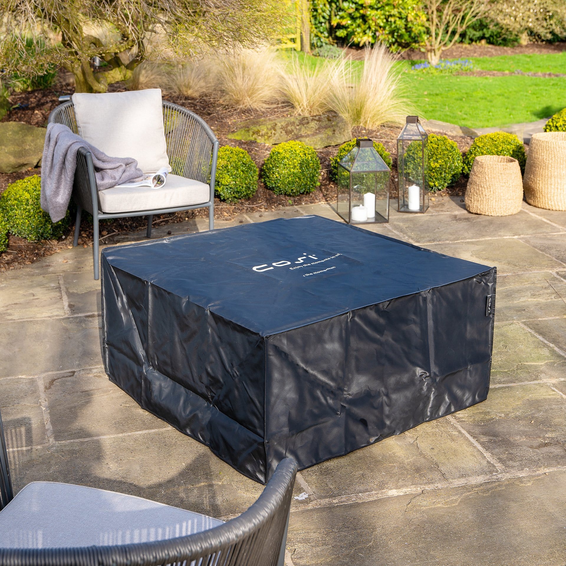 Cosiloft 100 Black & Grey Square Coffee Table Fire Pit