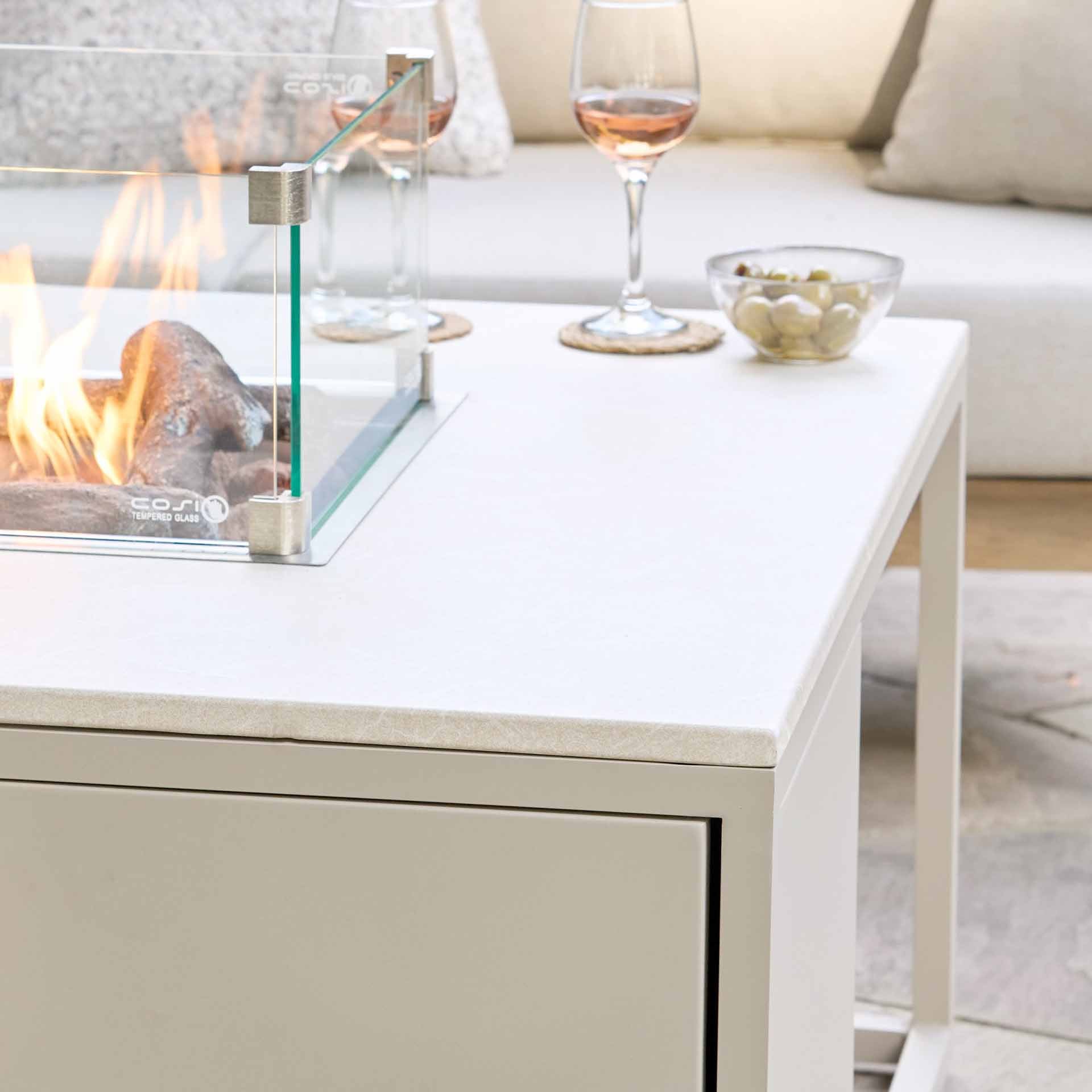 Cosiloft 120 Sandy Beige Rectangle Fire Pit Table