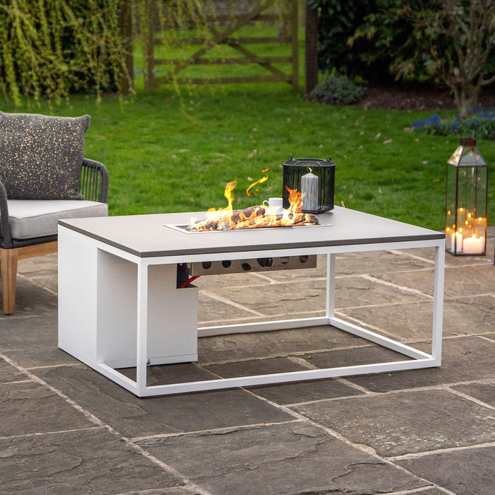 Cosiloft White & Grey Rectangular Coffee Table Fire Pit