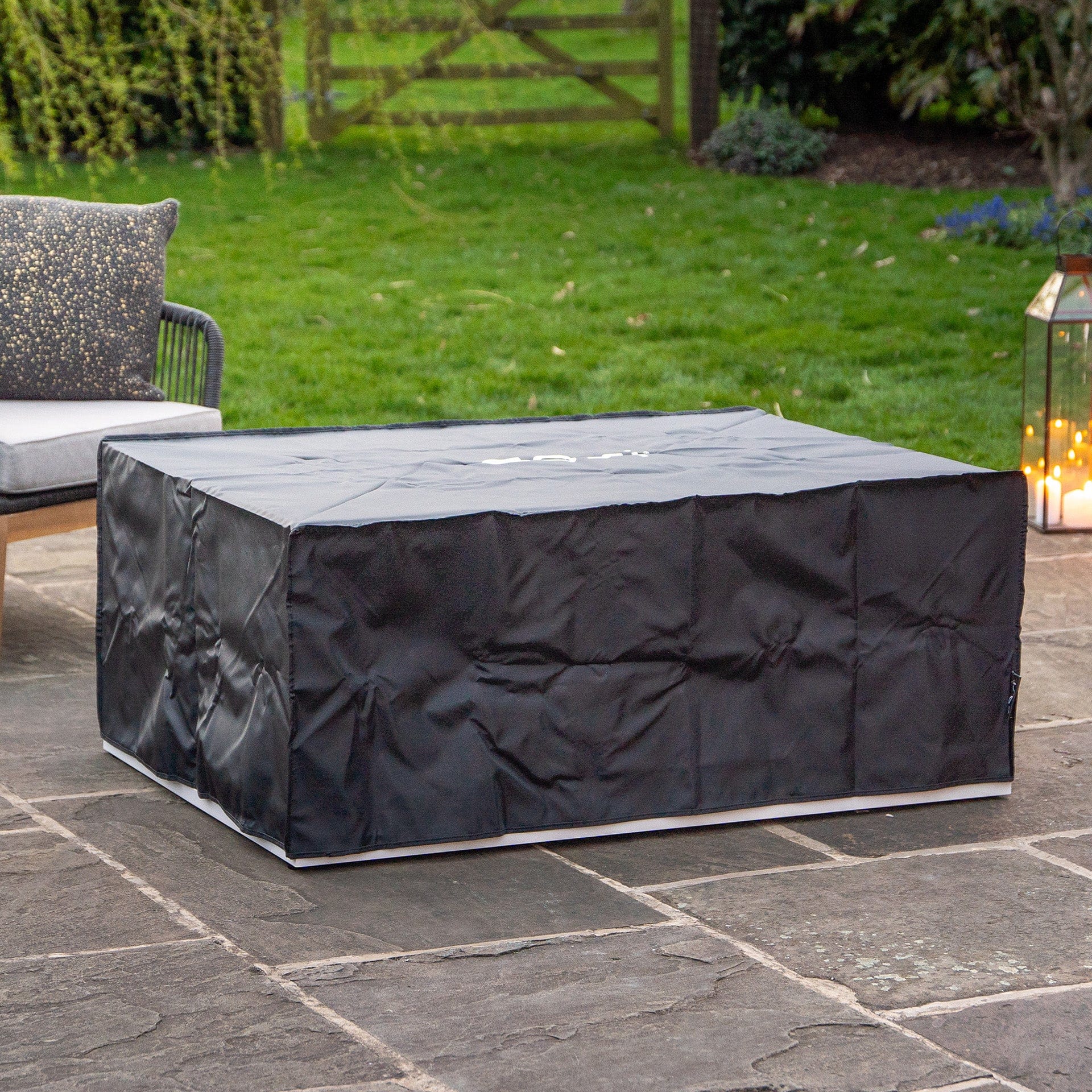 Cosiloft 120 White & Grey Rectangular Coffee Table Fire Pit