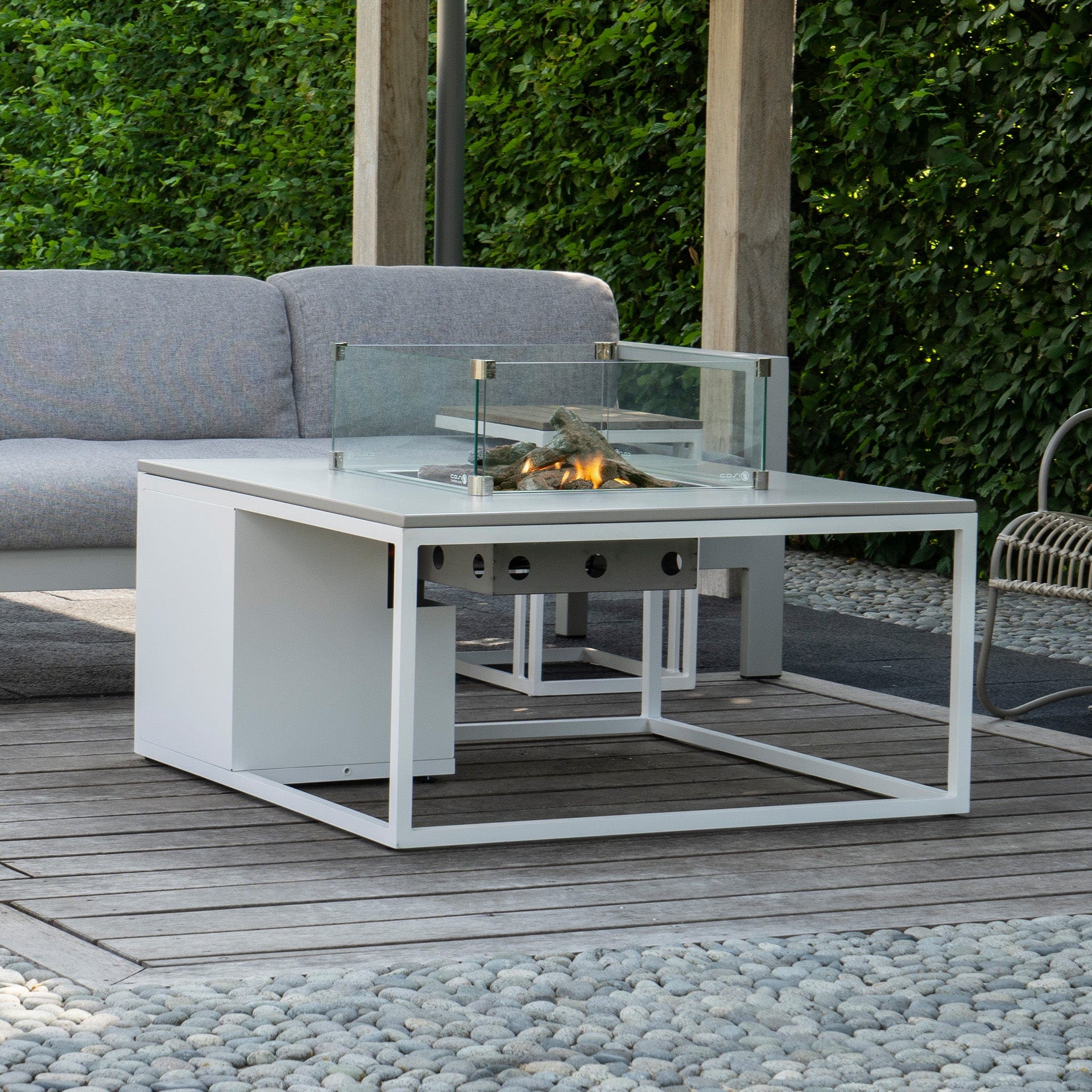 Cosiloft 100 White & Grey Square Coffee Table Fire Pit