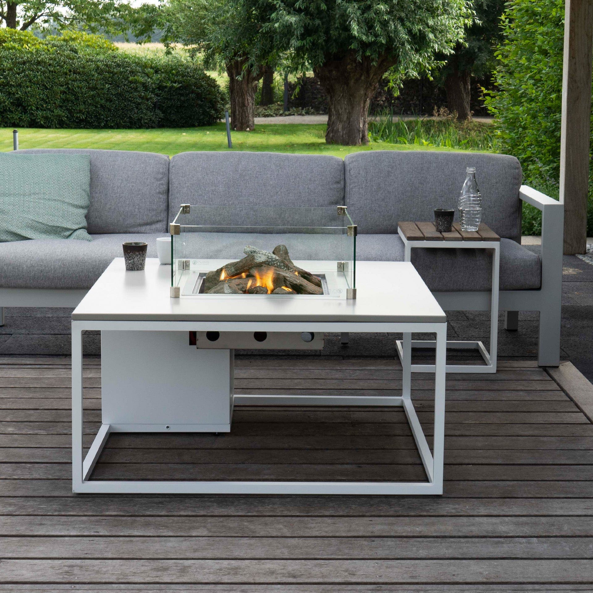 Cosiloft 100 White & Grey Square Coffee Table Fire Pit