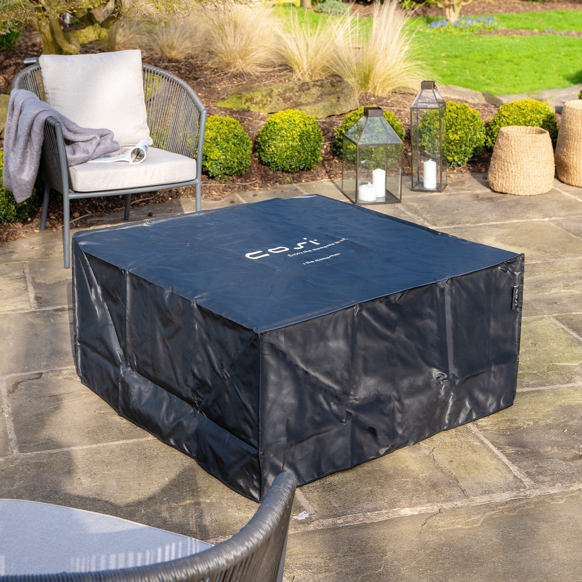 Cosiloft 100 White & Grey Square Coffee Table Fire Pit