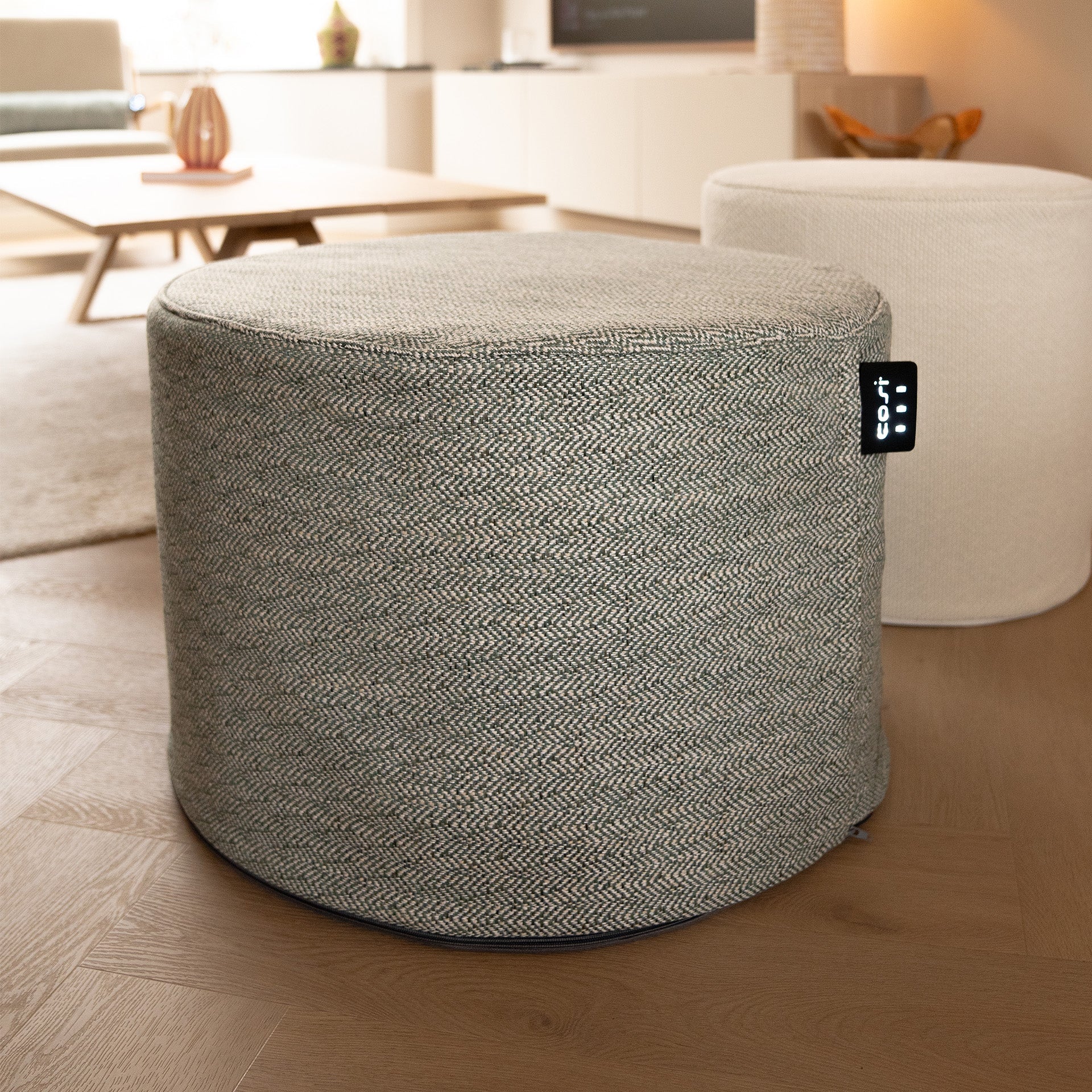Cosipouf Comfort Short Round Green Heated Pouffe