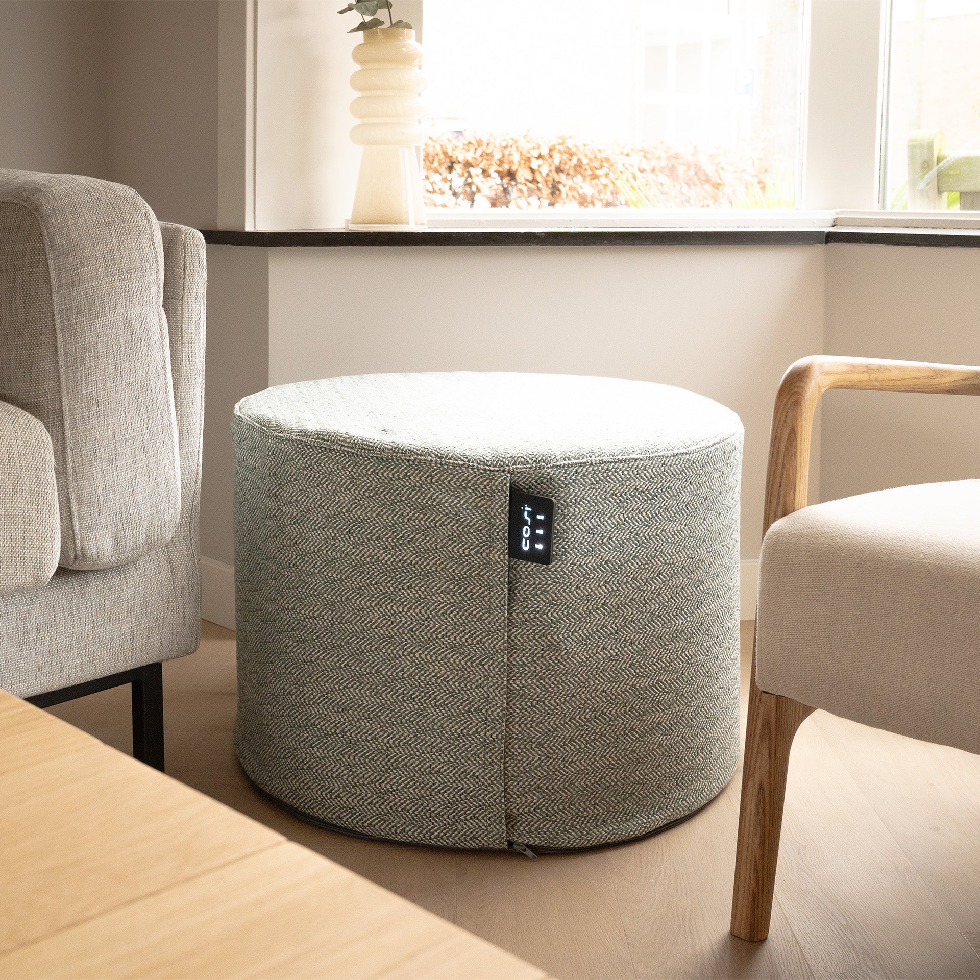 Cosipouf Comfort Short Round Green Heated Pouffe