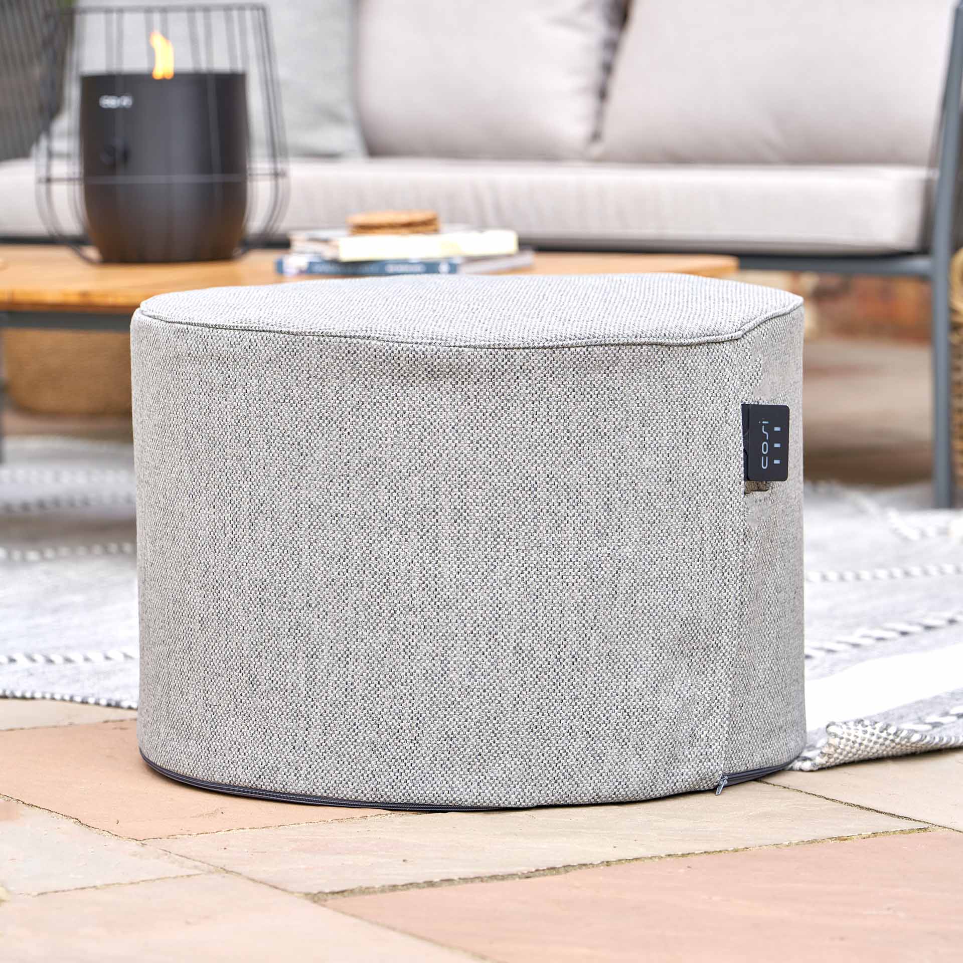 Cosipouf Comfort Short Round Grey Heated Pouffe