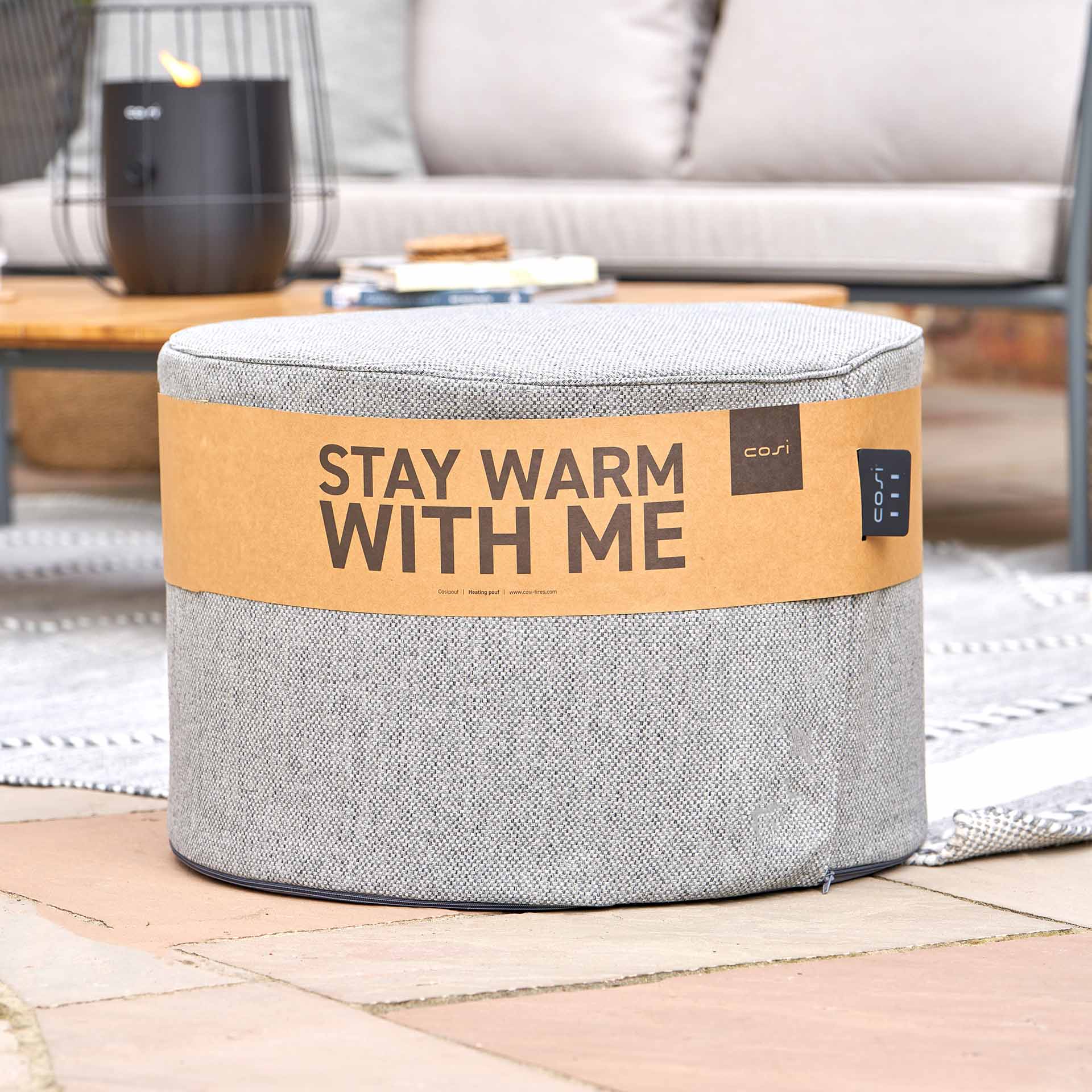 Cosipouf Comfort Short Round Grey Heated Pouffe