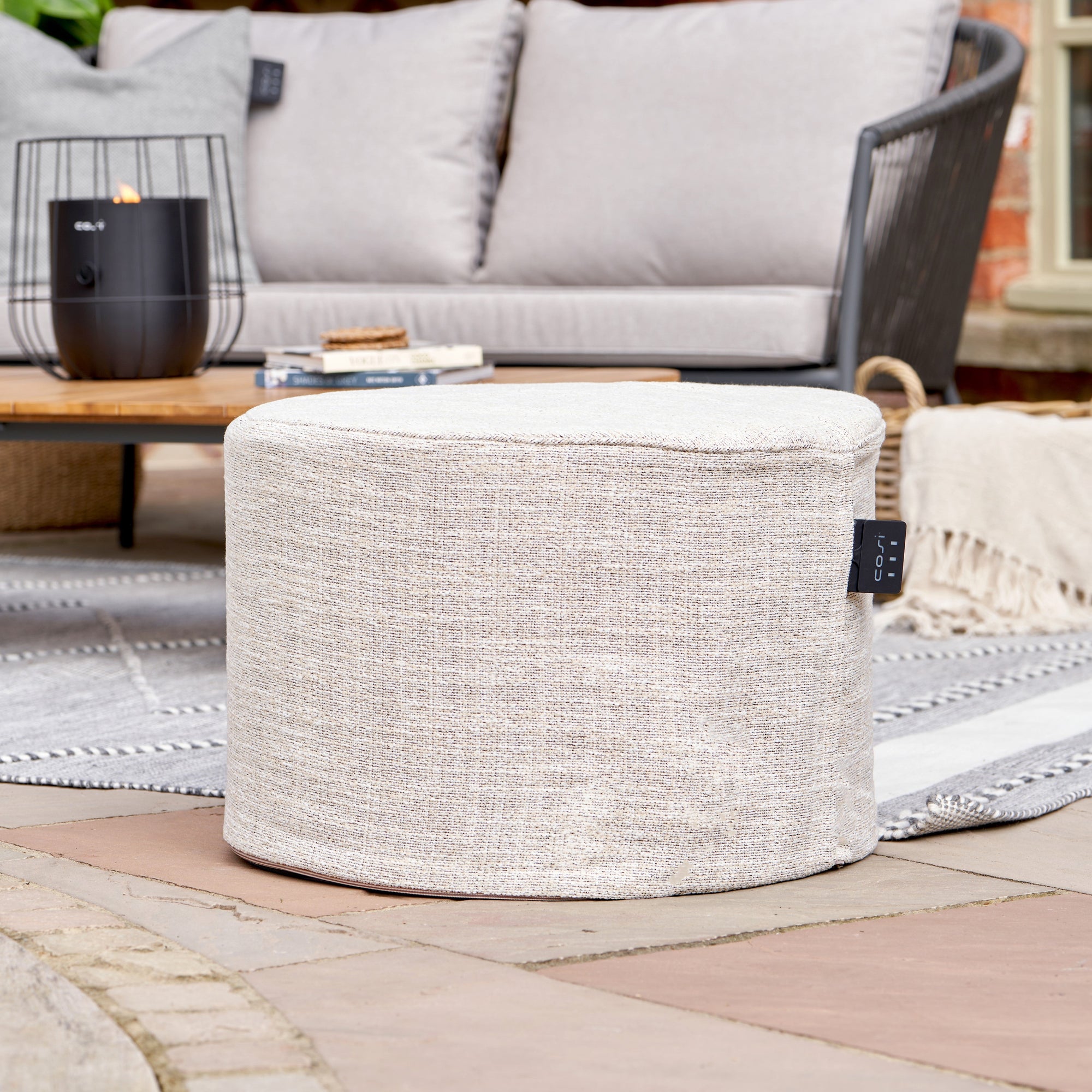 Cosipouf Comfort Short Round Natural Heated Pouffe