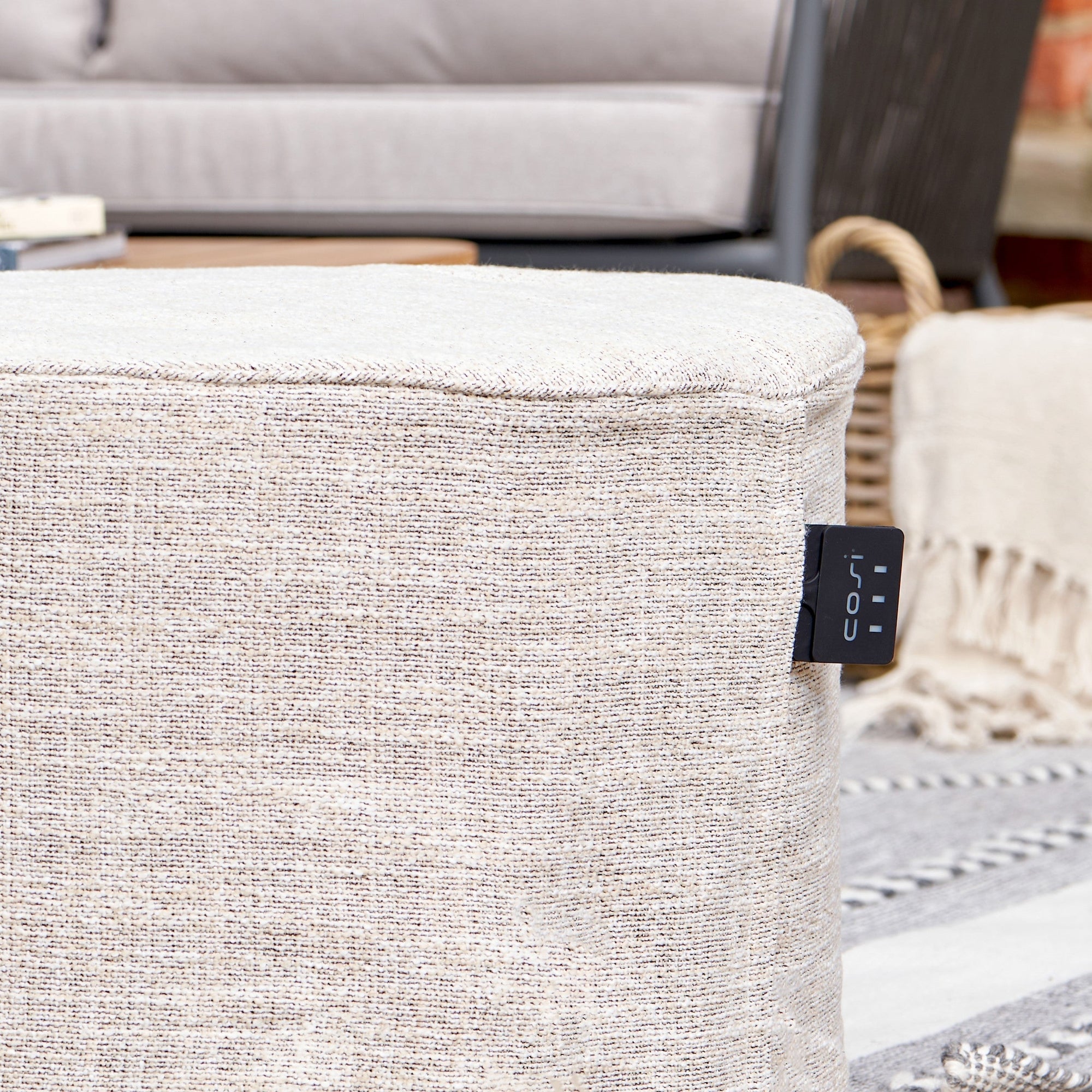 Cosipouf Comfort Short Round Natural Heated Pouffe