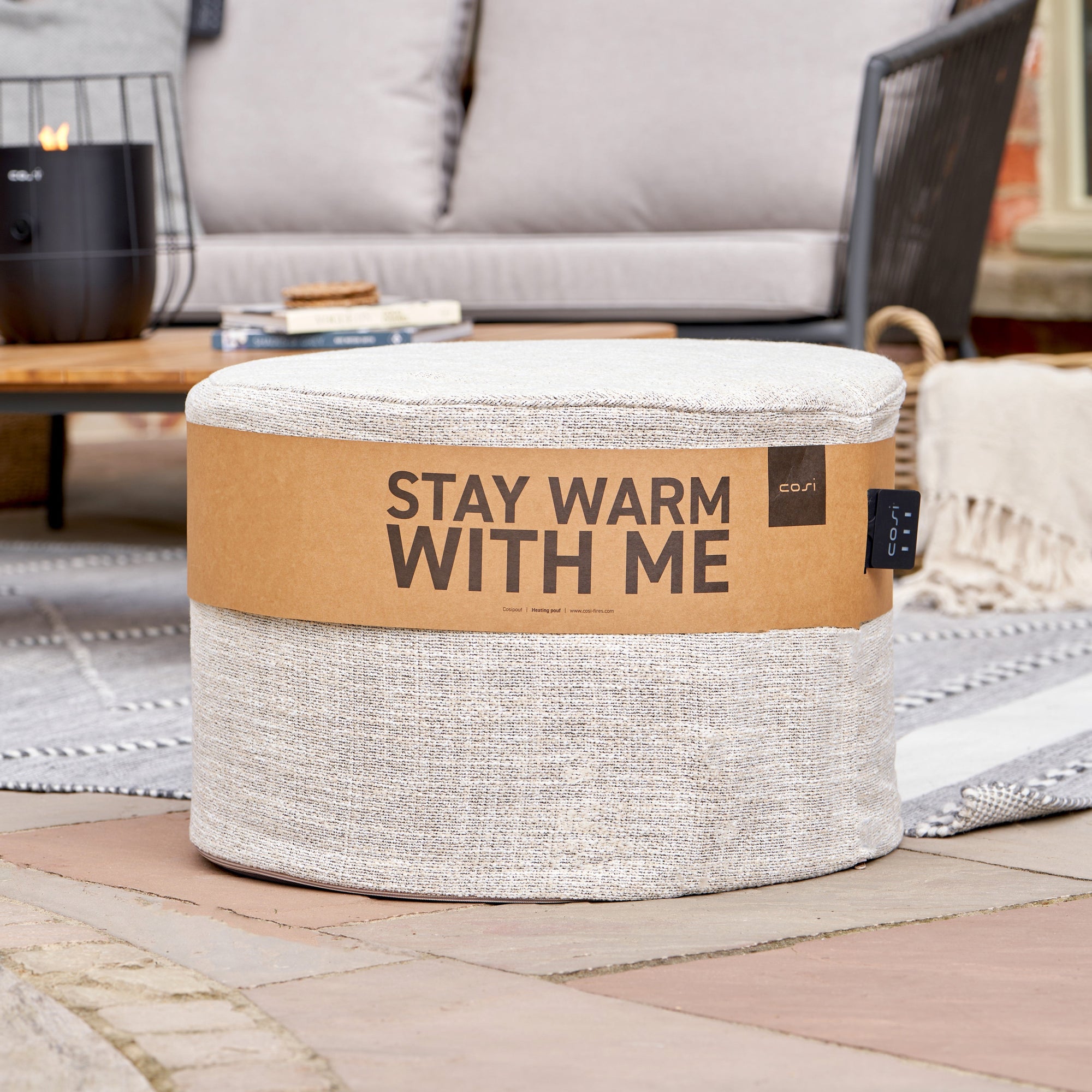 Cosipouf Comfort Short Round Natural Heated Pouffe
