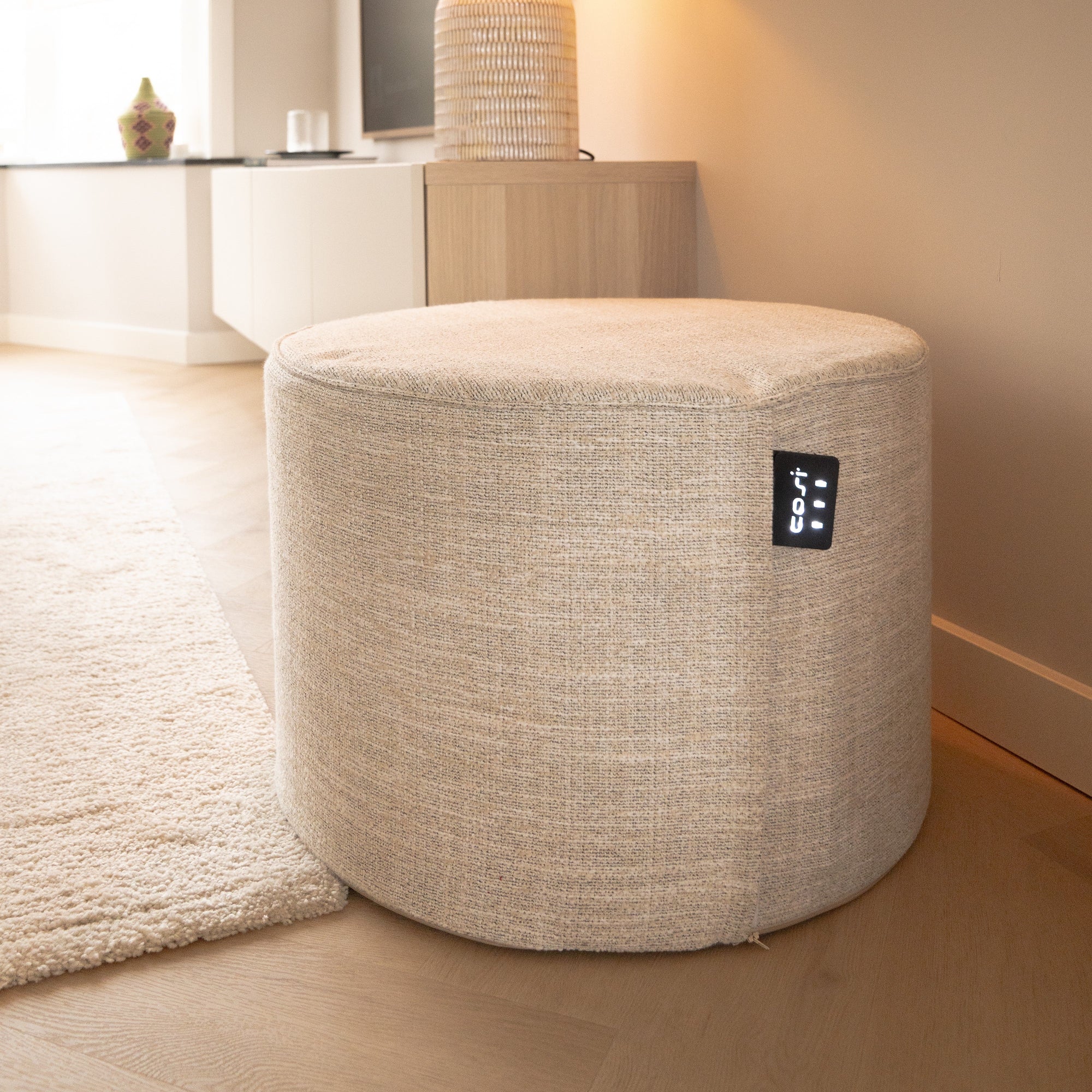 Cosipouf Comfort Short Round Natural Heated Pouffe
