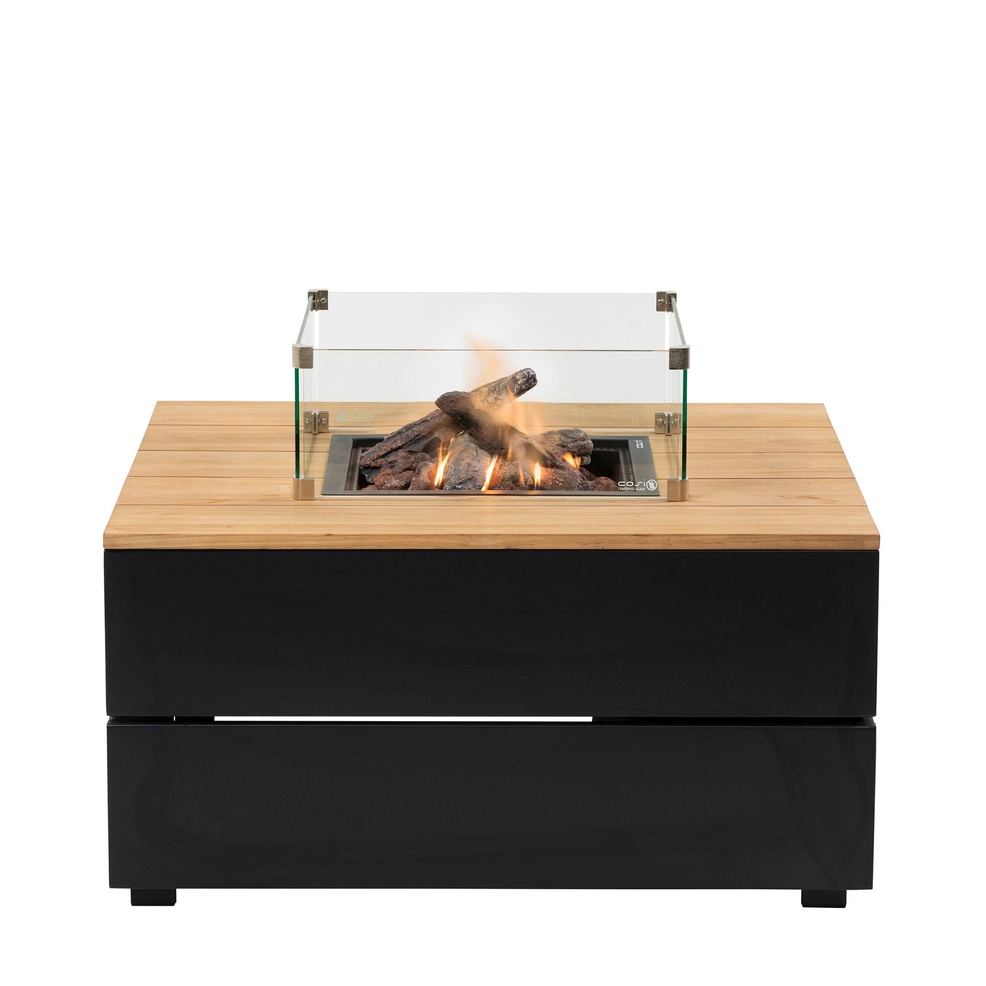 Cosipure 100 Black and Teak Square Fire Pit