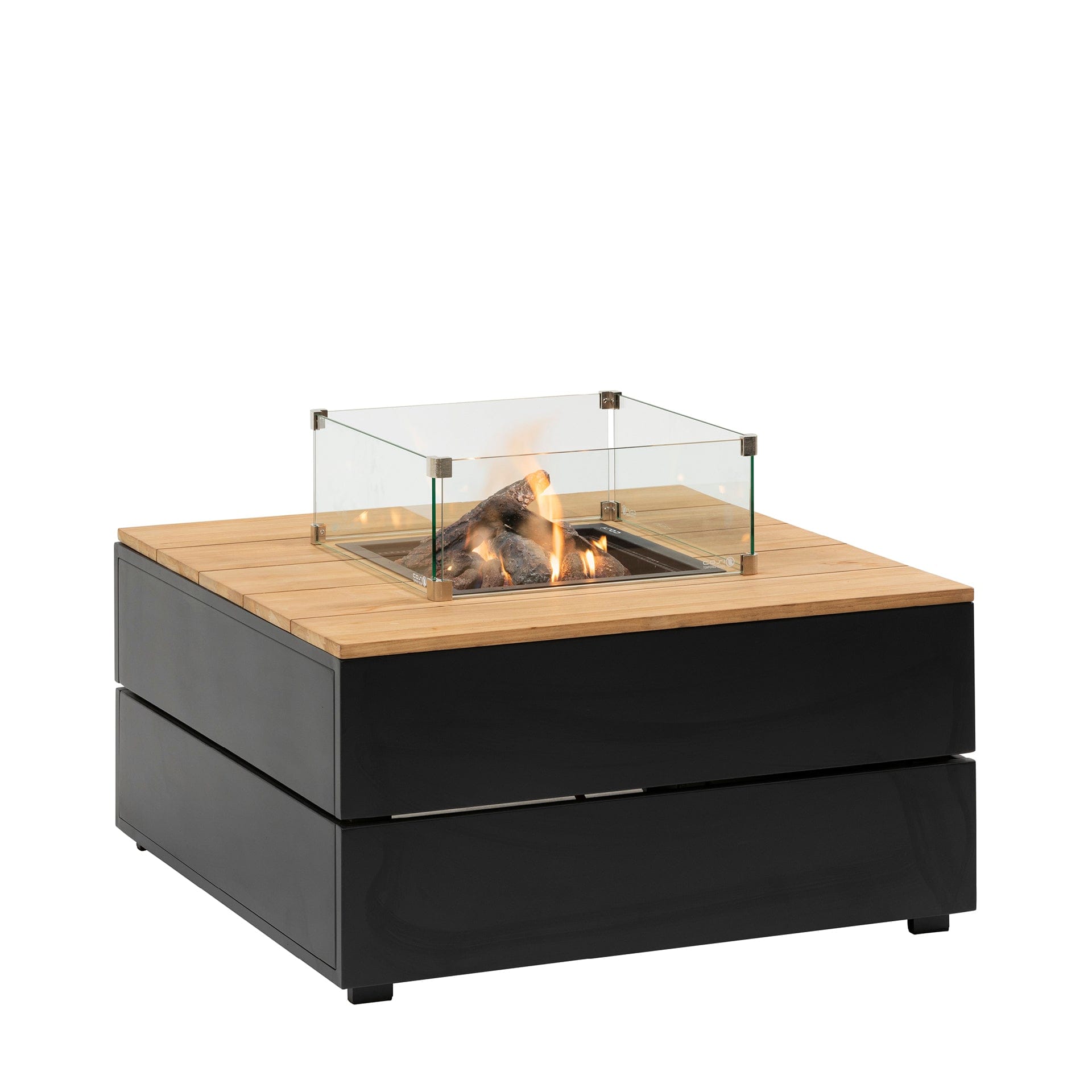 Cosipure 100 Black and Teak Square Fire Pit