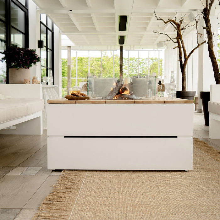 Cosipure 100 White and Teak Square Fire Pit