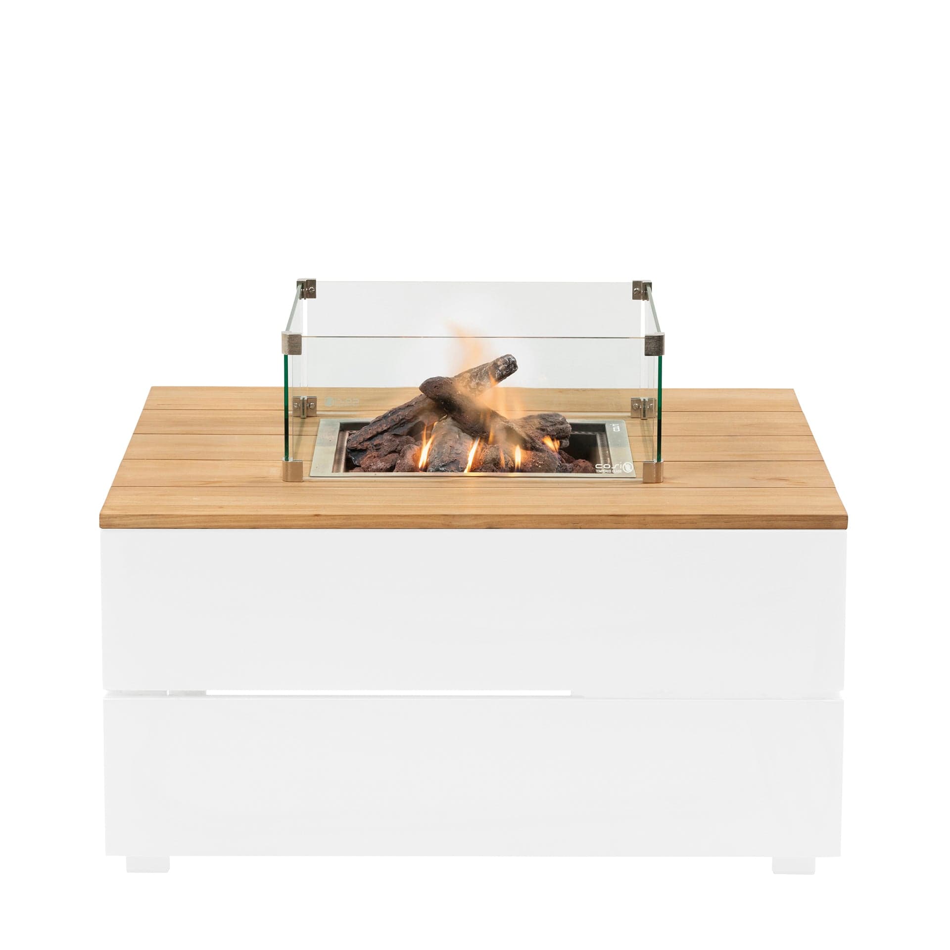 Cosipure 100 White and Teak Square Fire Pit