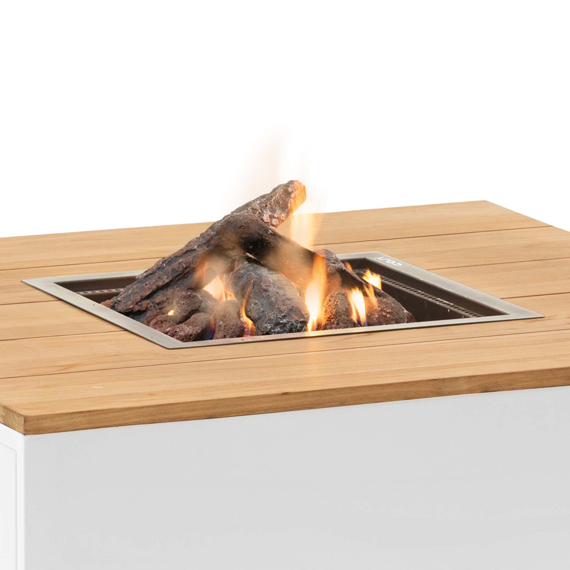 Cosipure 100 White and Teak Square Fire Pit