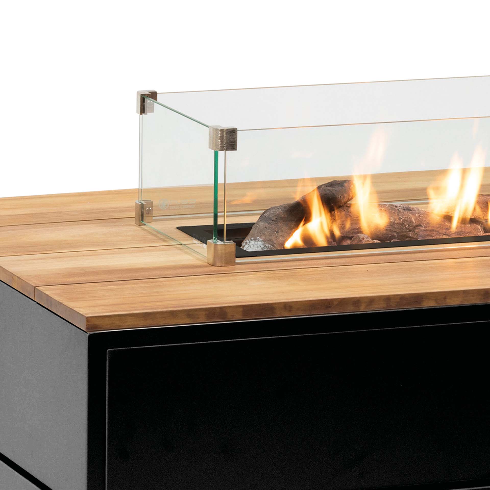 Cosipure 120 Black and Teak Rectangular Fire Pit