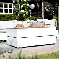 Cosipure 120 White and Teak Rectangular Fire Pit