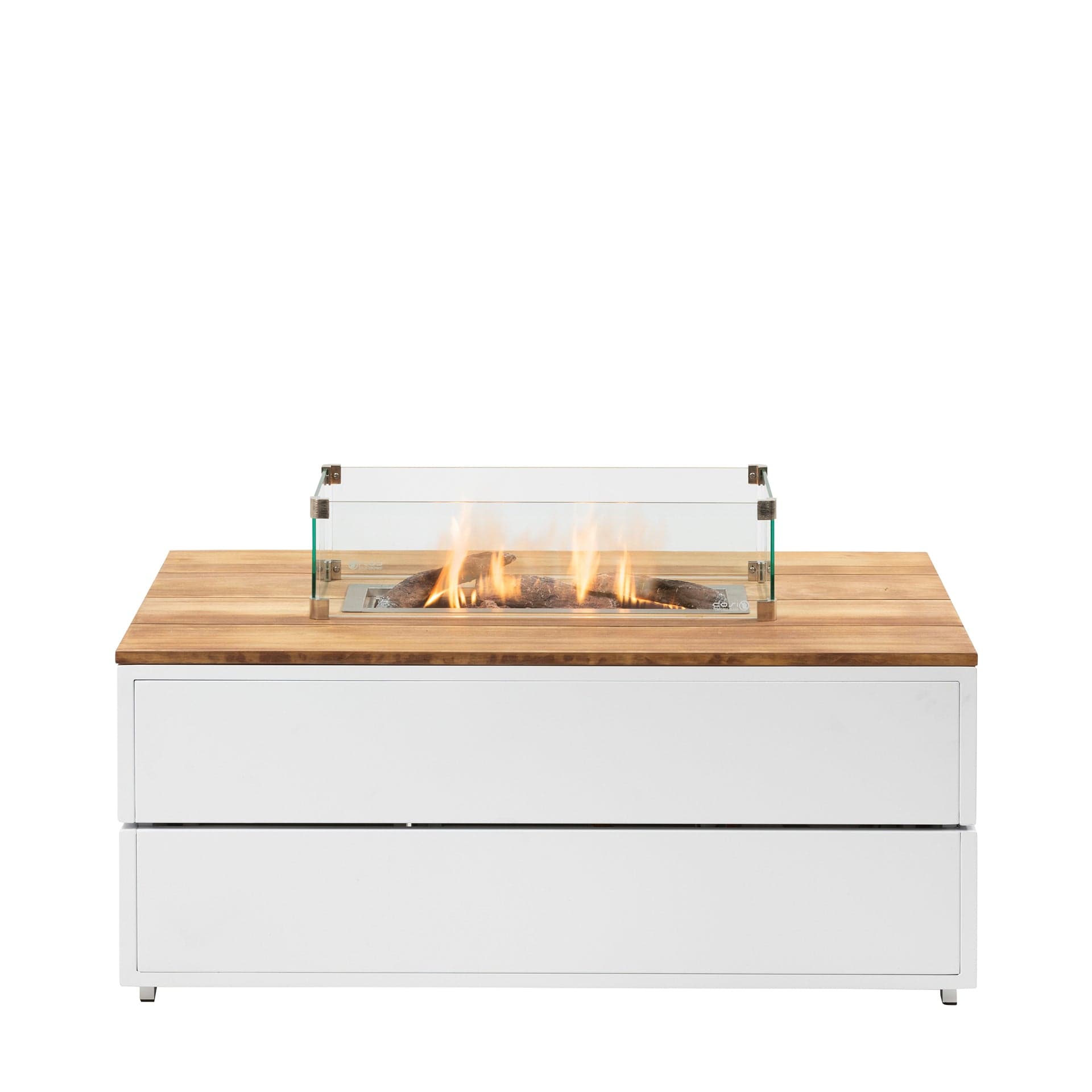 Cosipure 120 White and Teak Rectangular Fire Pit