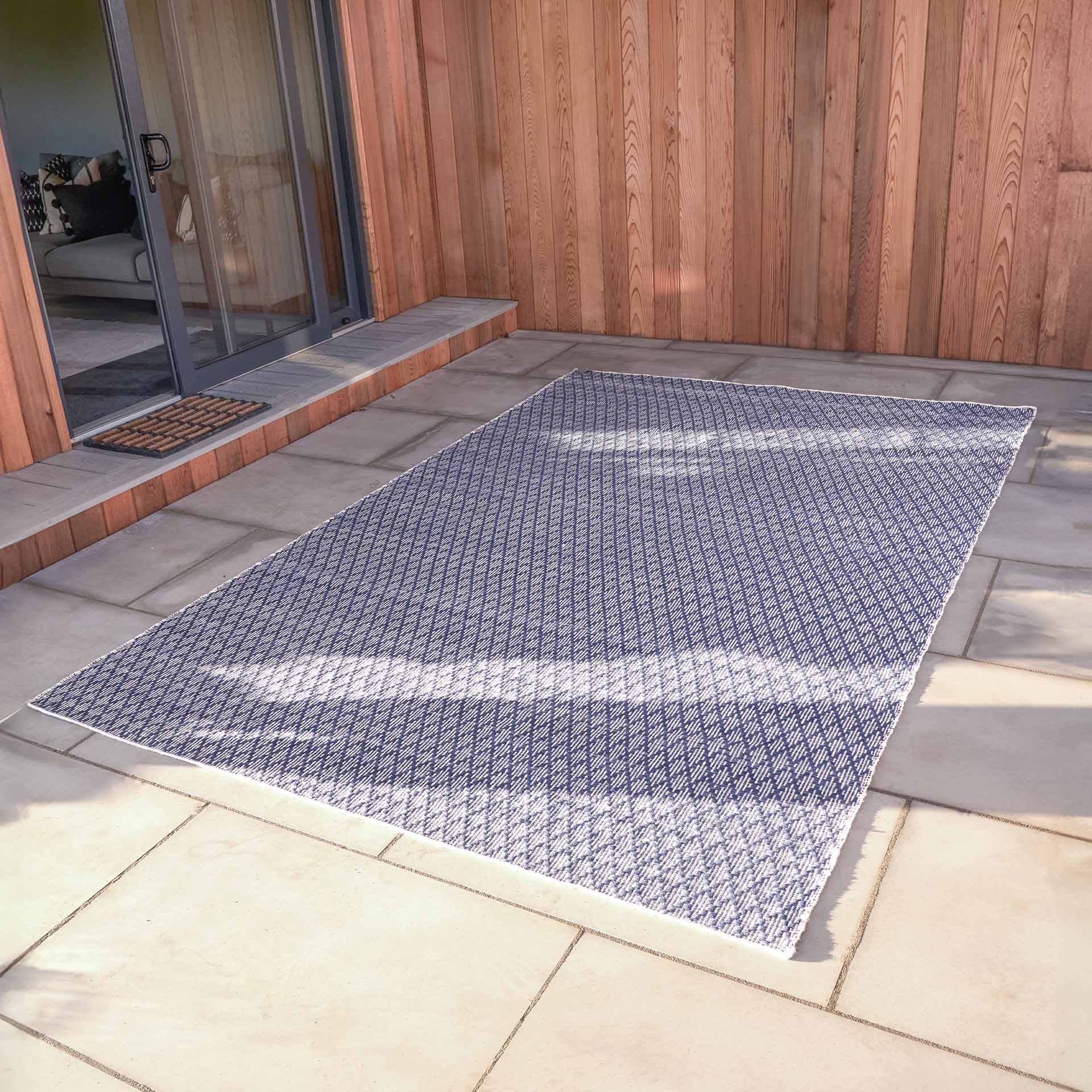 Denim Blue Ikat Outdoor Rug