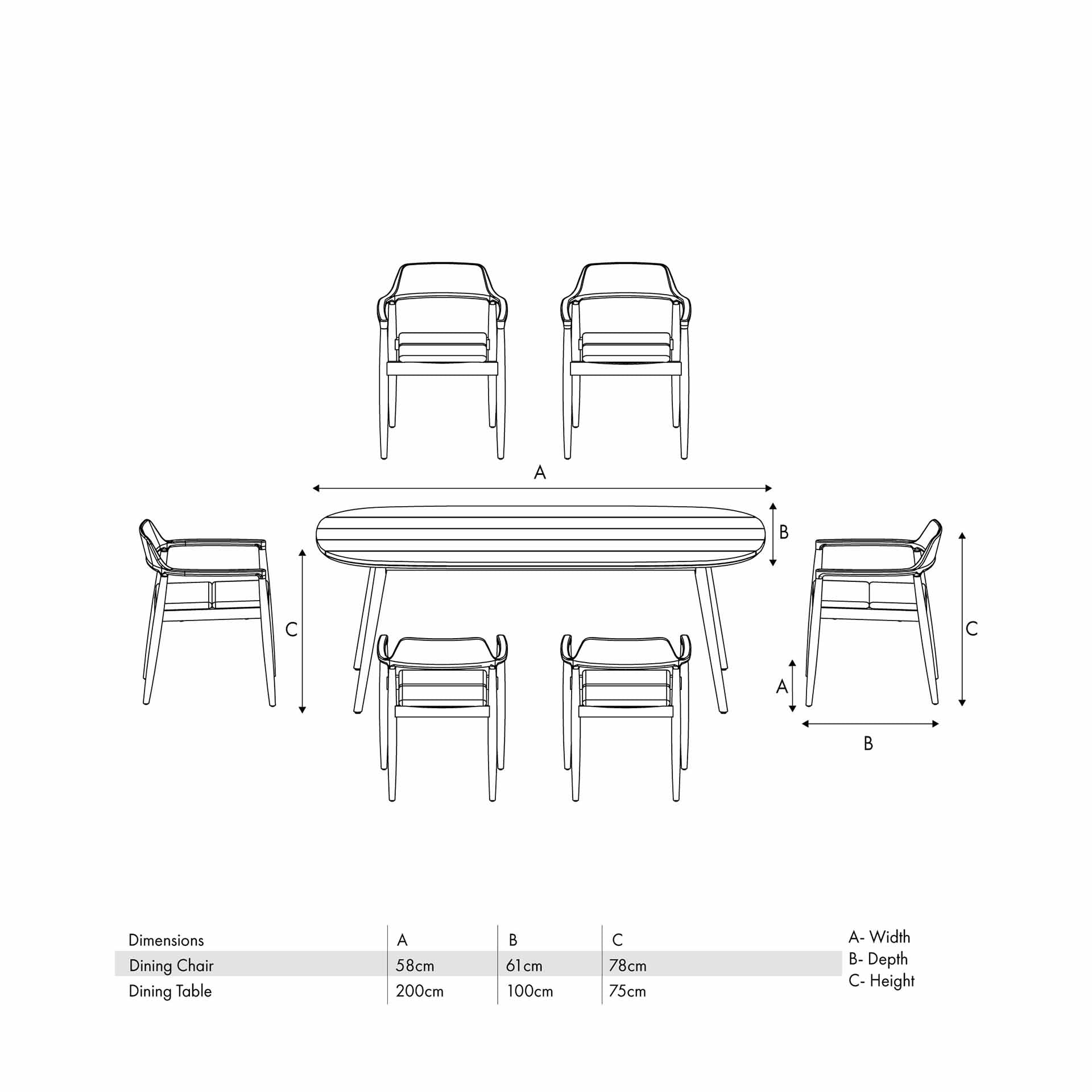 Devonshire Wooden 6 Seater Dining Set