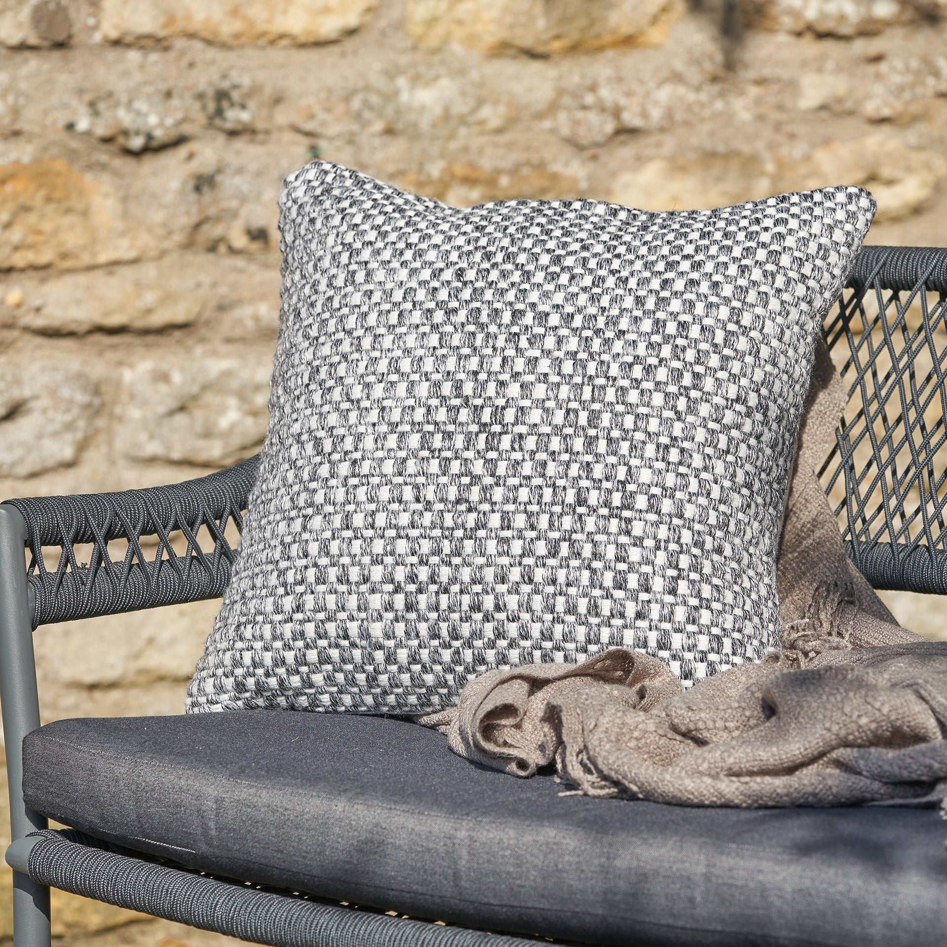 Graphite Basket Weave Outdoor Scatter Cushion
