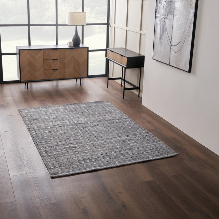 Grey Double Stitch Outdoor Rug