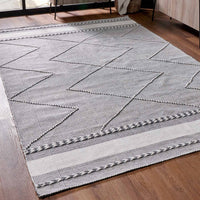 Grey Plaited Stripe Outdoor Rug