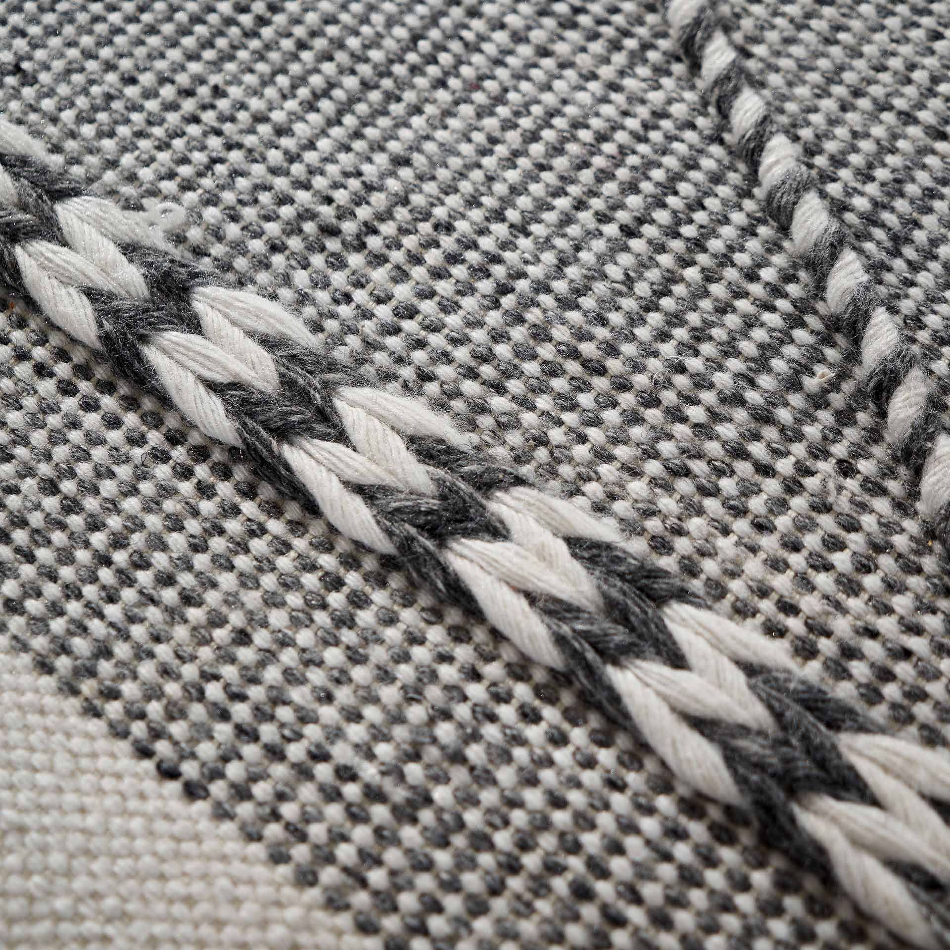 Grey Plaited Stripe Outdoor Rug