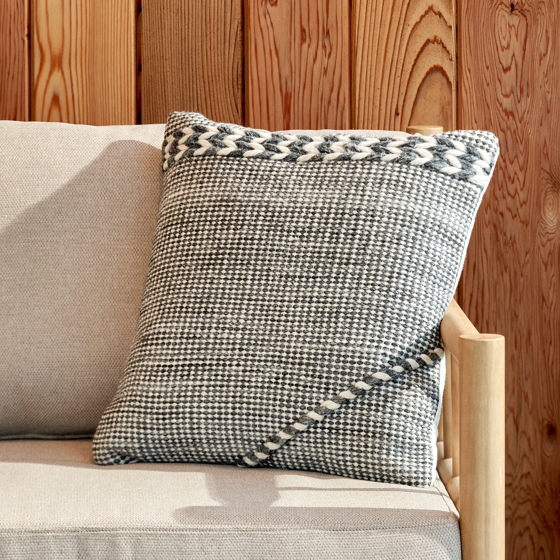 Grey Plaited Stripe Outdoor Scatter Cushion