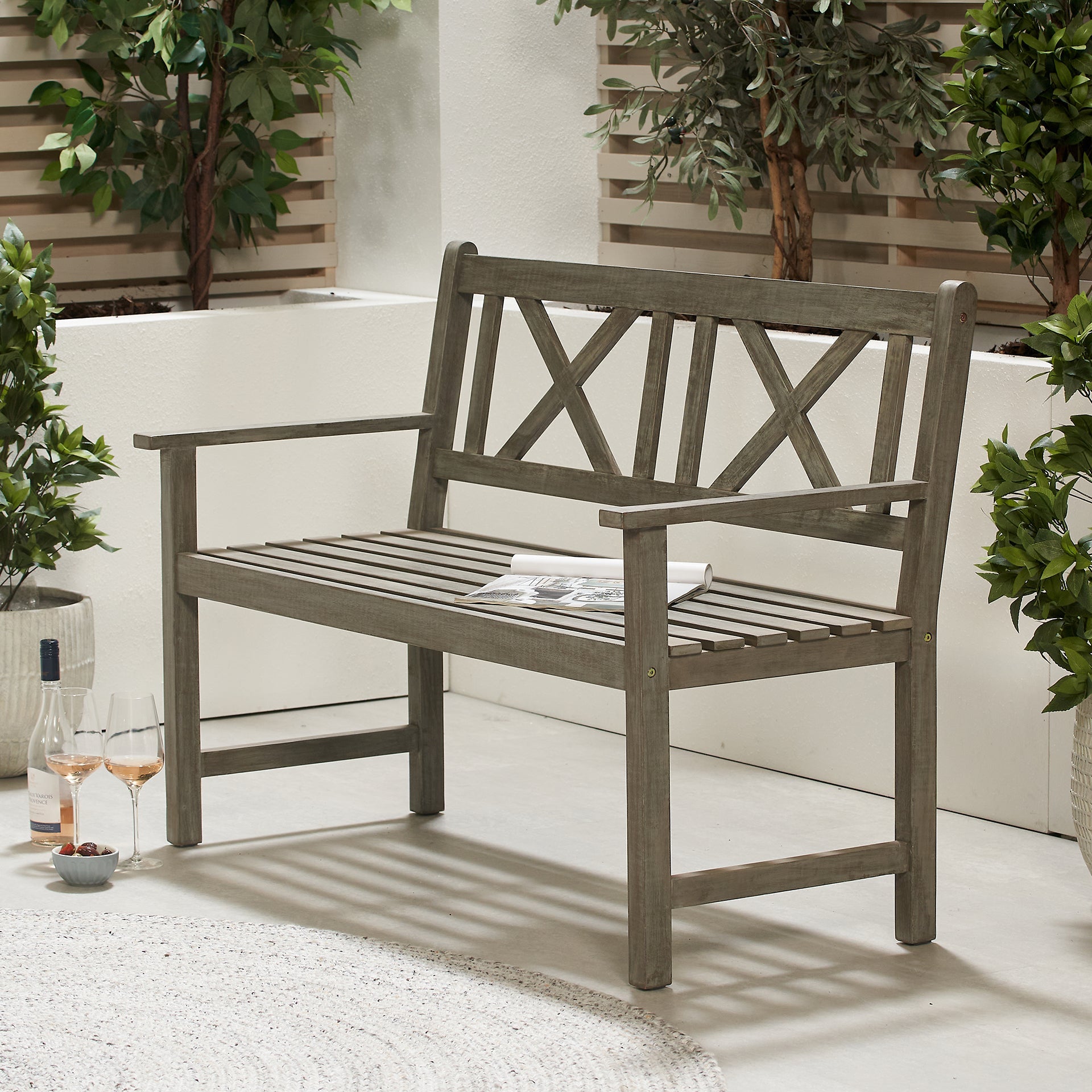Hawthorne Antique Grey 2 Seater Bench