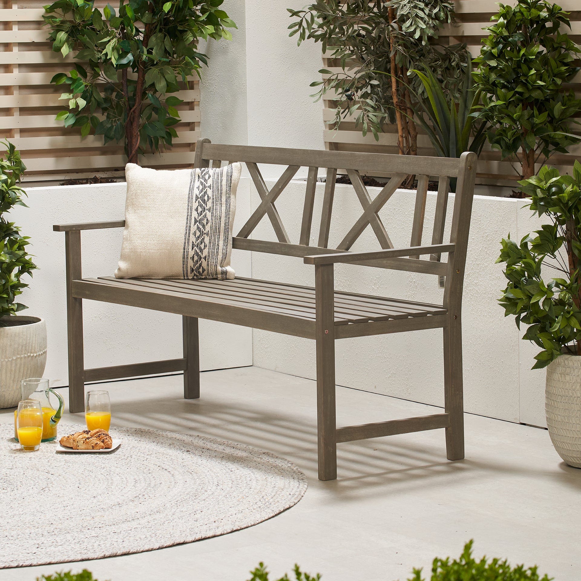 Hawthorne Antique Grey 3 Seater Bench