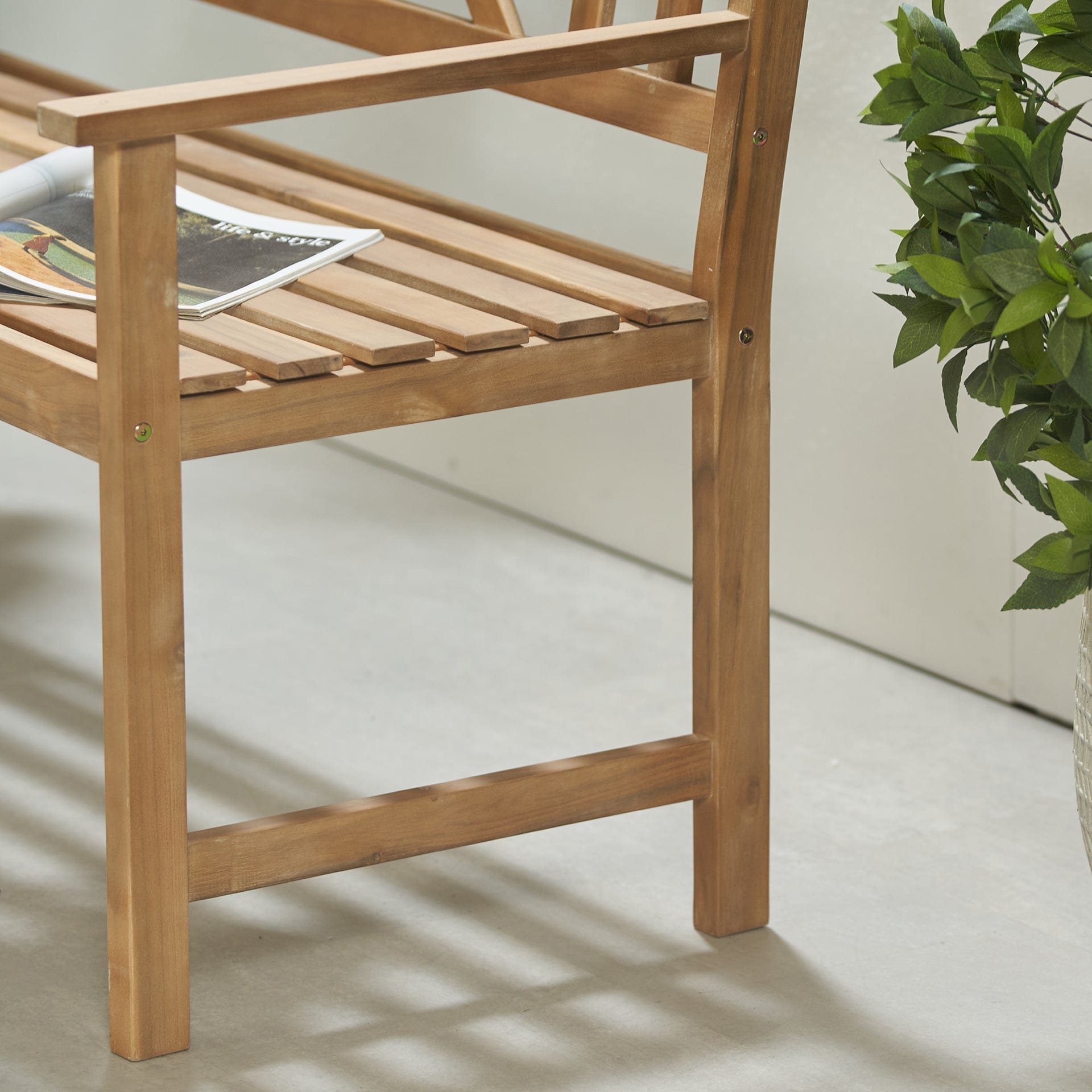Hawthorne Light Teak 3 Seater Bench