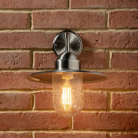 Hawthorne Brushed Steel Metal & Glass Fisherman Wall Light