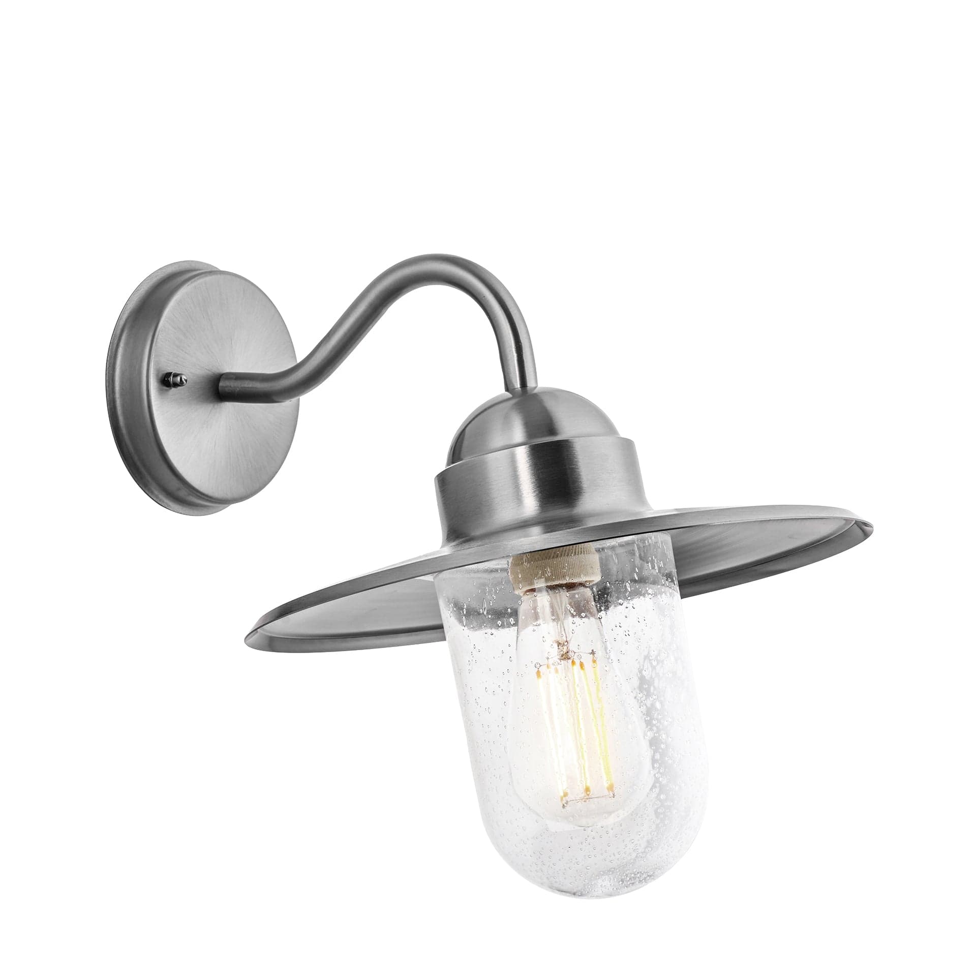 Hawthorne Brushed Steel Metal & Glass Fisherman Wall Light