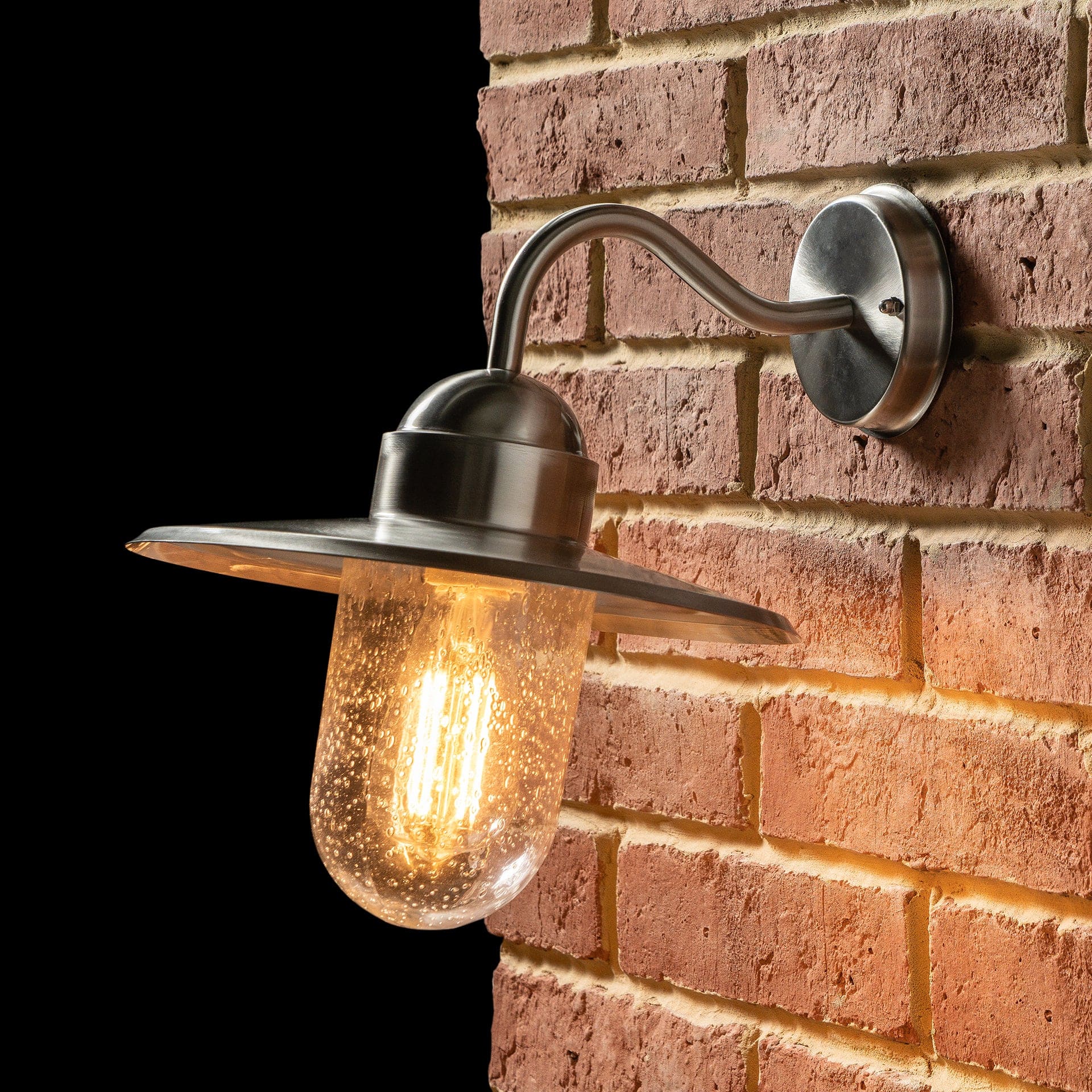 Hawthorne Brushed Steel Metal & Glass Fisherman Wall Light