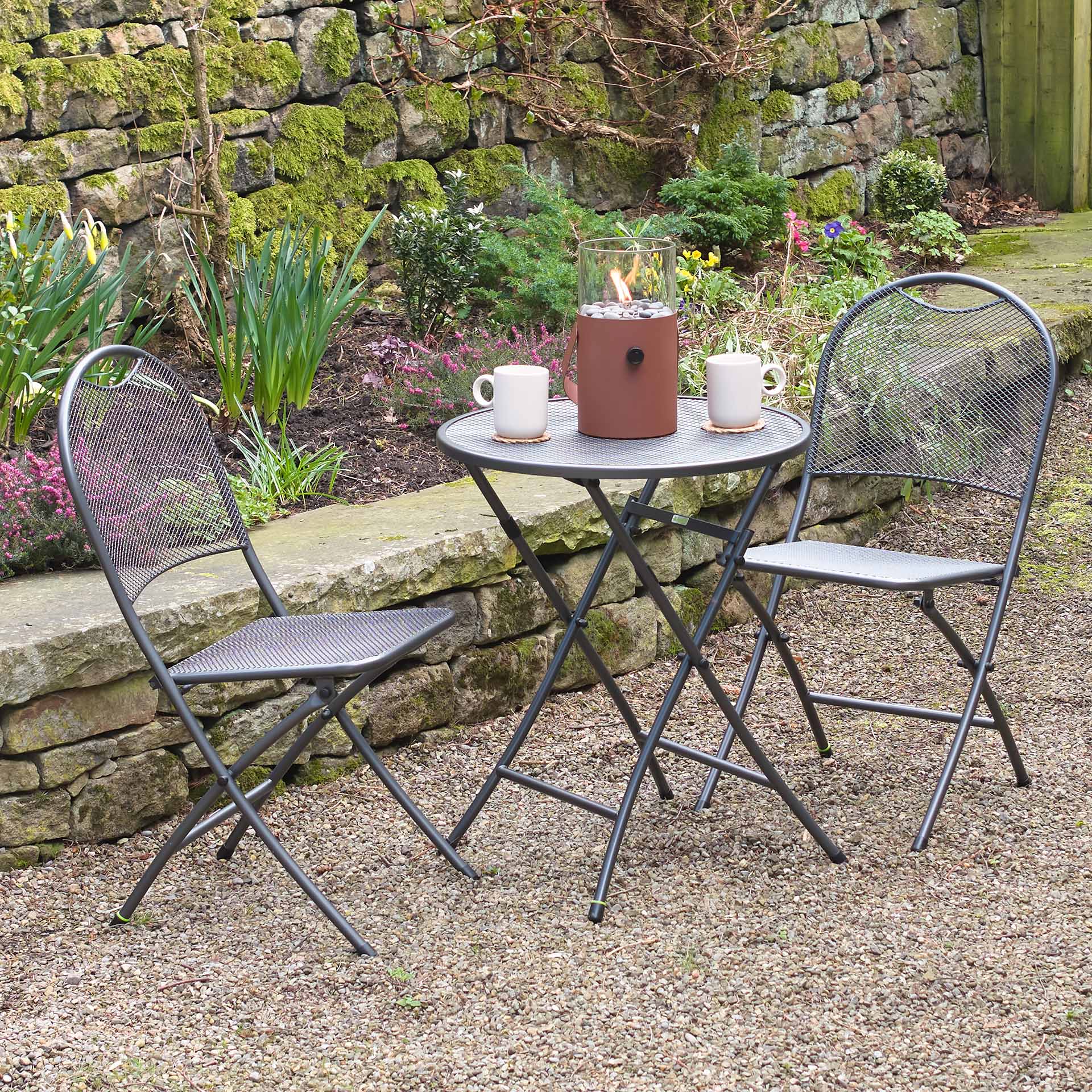 Kingsbury Grey Folding Bistro Set