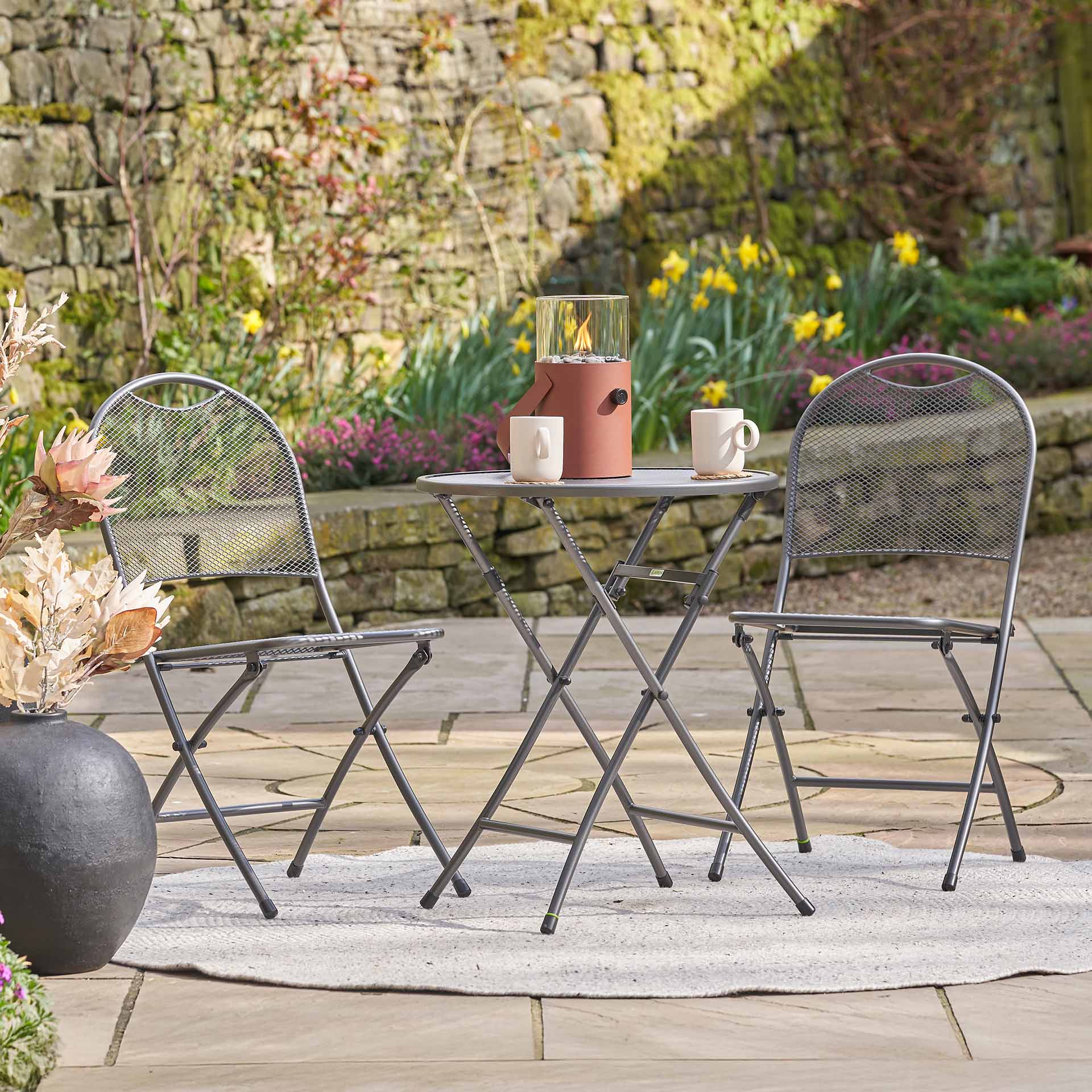 Kingsbury Grey Folding Bistro Set